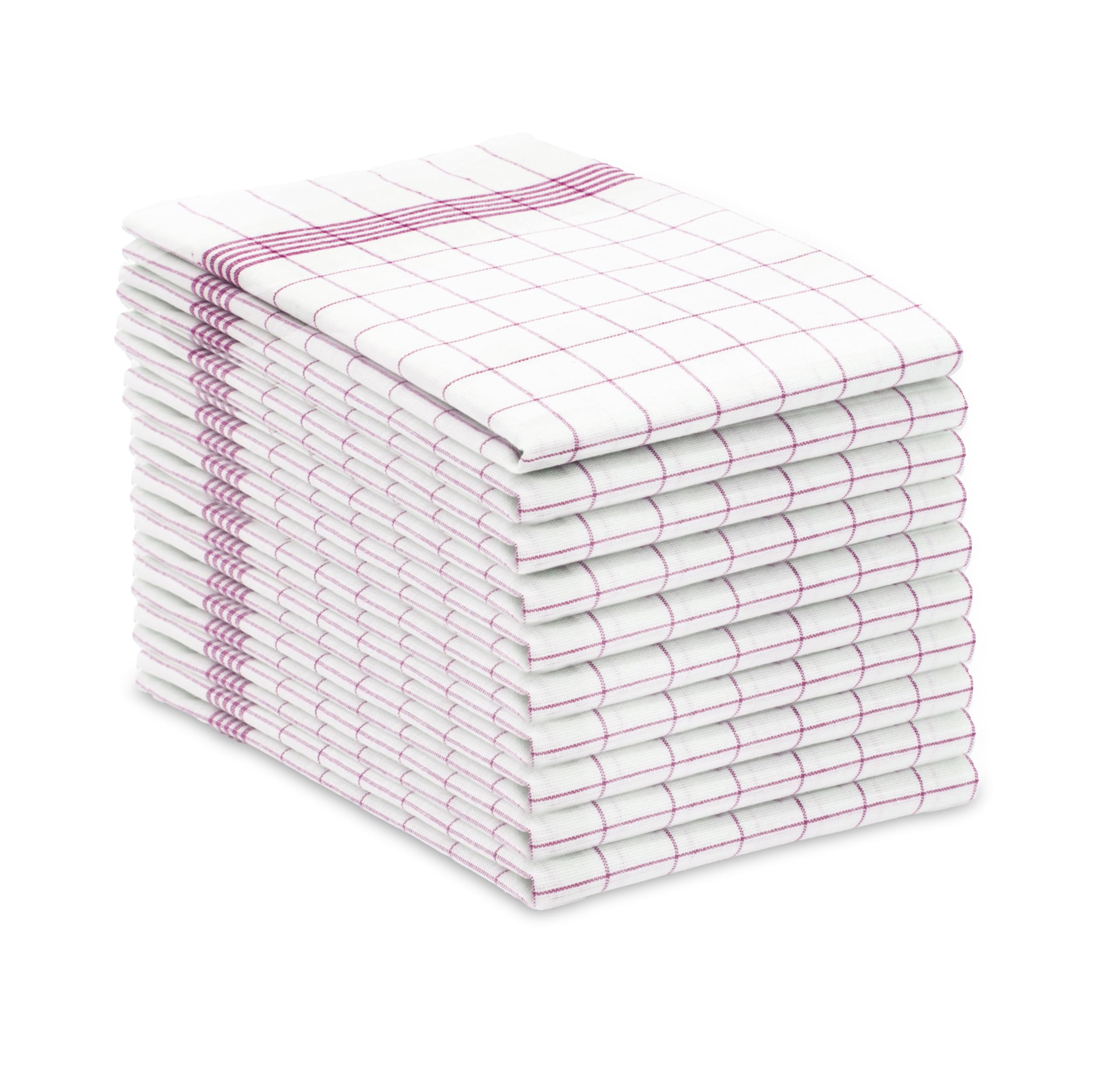ZOLLNER set of 10 cotton tea towels in 50x70 cm - super absorbent and durable kitchen towels - washable up to 95°C - in red and white chequered - catering quality - Oeko Tex® certified