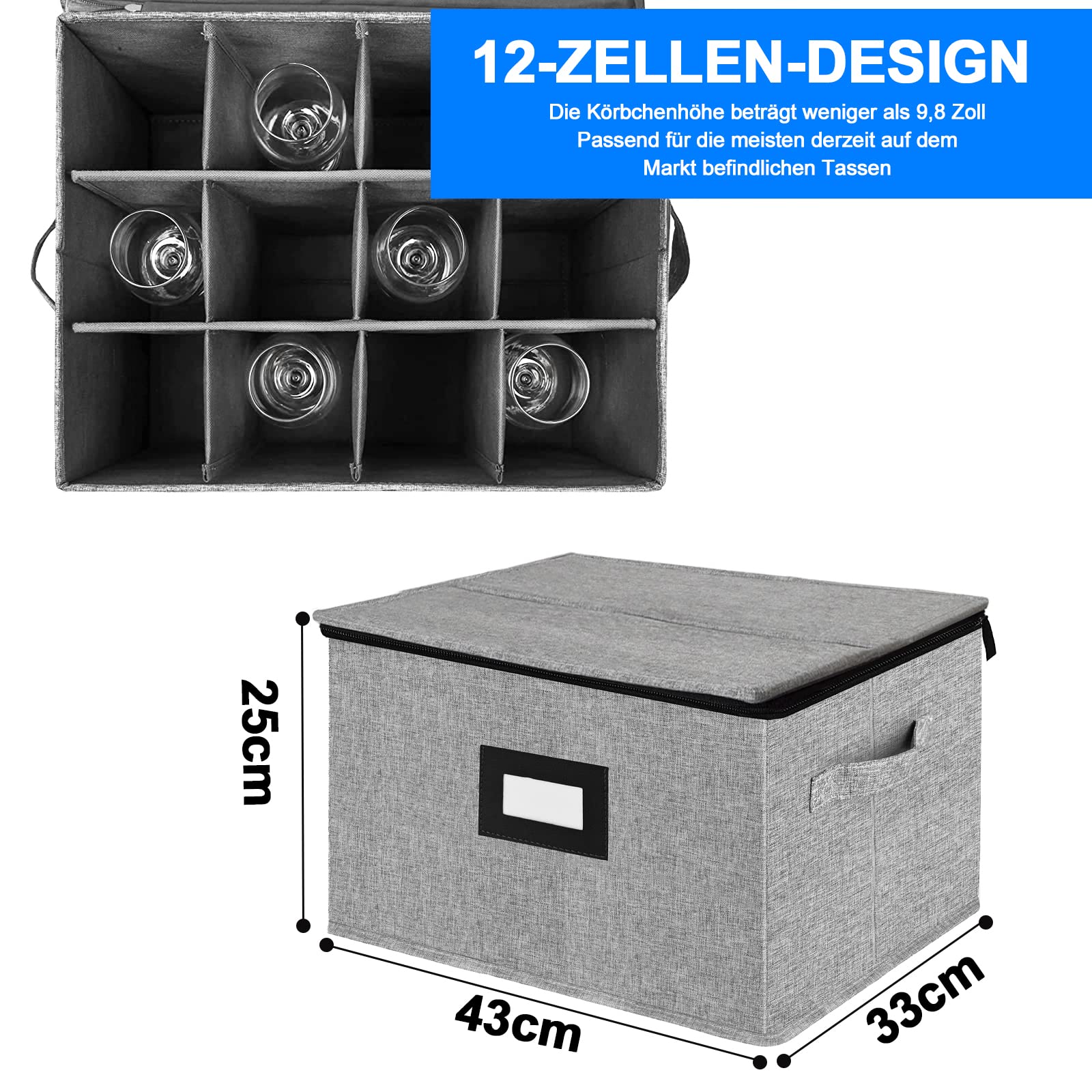Soportes Para Copas de Vino,Caja de Almacenamiento Para Copas de Vino Recipiente de Almacenamiento Caja Plegable Para 12 Productos de Cristal Cocina,Bar,Restaurante,Gabinete,Vidrio