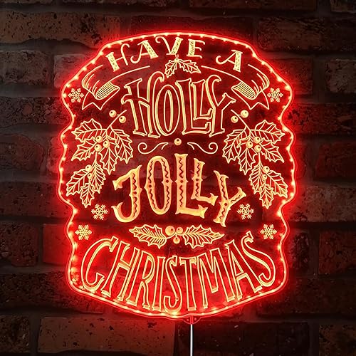 Miniatura 6 de ADVPRO Holly Jolly Christmas RGB Dynamic Glam LED Sign - Forma de corte a borde - Decoración de pared inteligente 3D - Iluminación dinámica