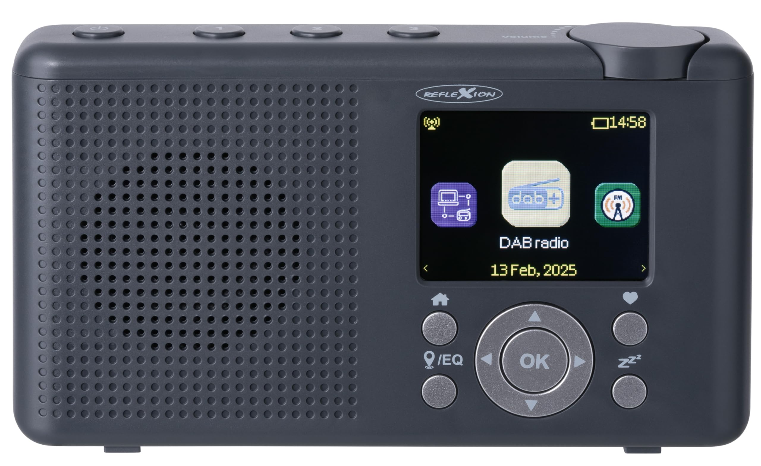 Reflexion TRA23I/GR, przenośne radio internetowe z radiem internetowym UKW DAB/DAB+ (16 W), kolorowy wyświetlacz, zasilanie sieciowe i bateryjne, 99 miejsc pamięci stacji, kolor czarny