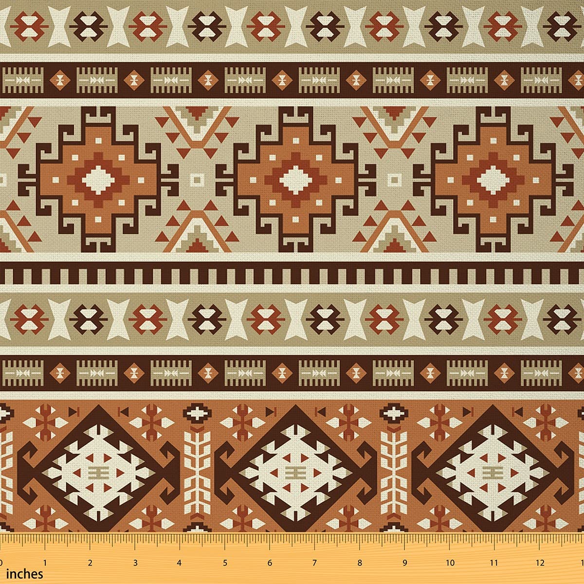 Bohemia Fabric by The Yard,Geometric Western Upholstery Fabric,Boho Aztec Indoor Outdoor Fabric,Tribe Indian DIY Waterproof Fabric,Material Fabric by The Yard,Orange Beigh,1 Yard