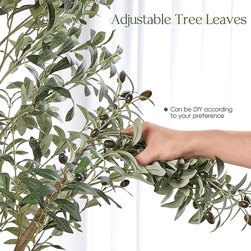 Miniatura 2 de EnHomee Árbol de olivo de 7.2 pies, olivo sintético alto con hojas realistas y frutas realistas, olivo artificial, plantas artificiales casi