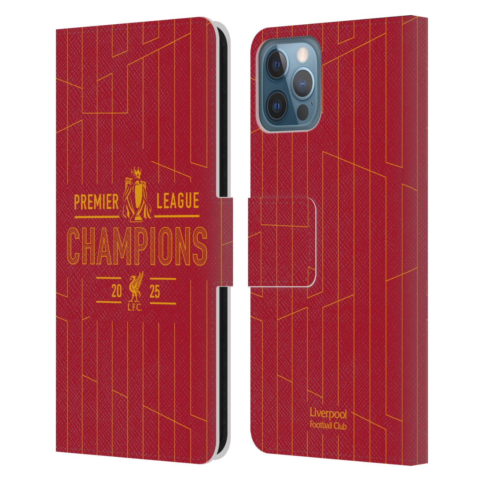 Head Case Designs Officially Licensed Liverpool Football Club Home Kit Pattern 2025 Premier League Champions Leather Wallet Case Compatible With Apple iPhone 12 / iPhone 12 Pro