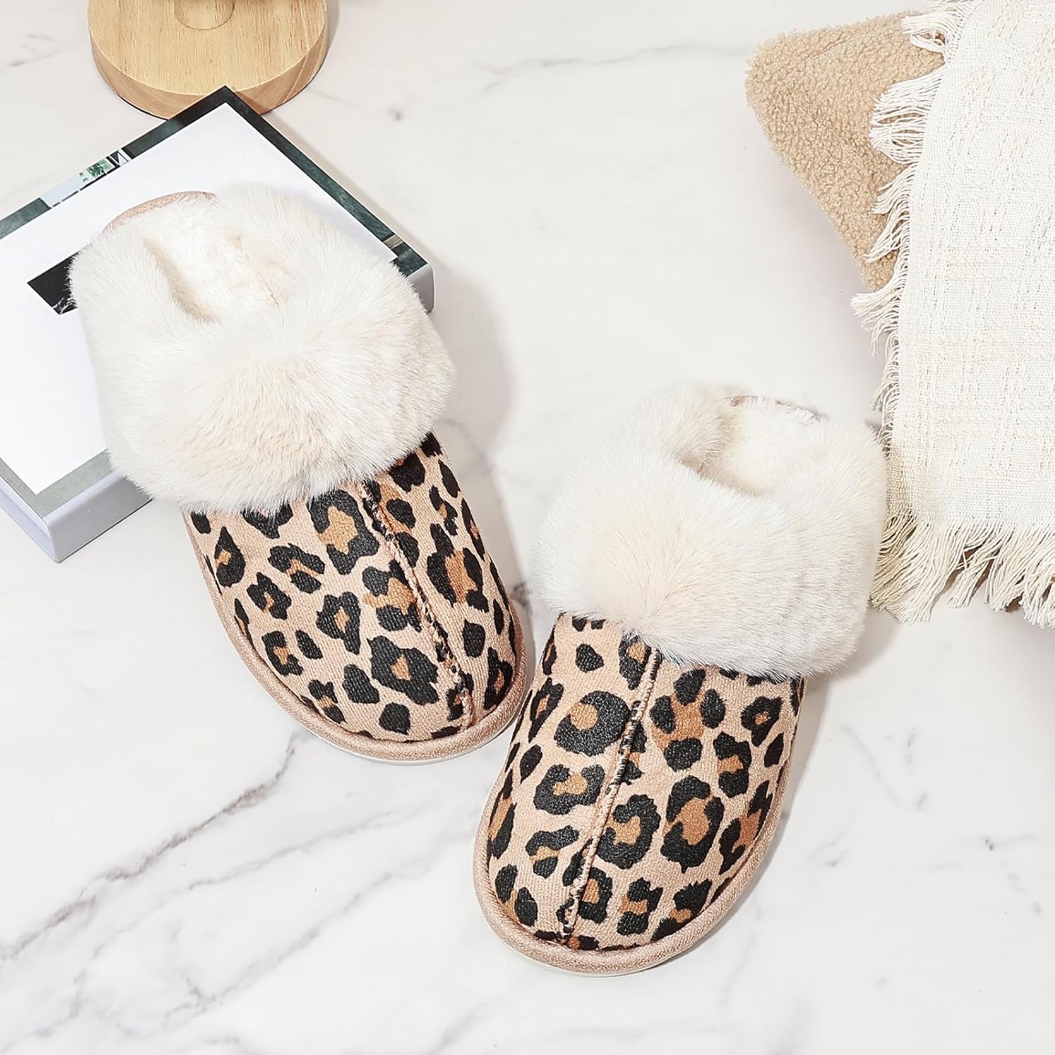 Cozy Slippers for Women Men, Plush Fuzzy Indoor House Shoes, Soft Winter Bedroom Slides - Image 3