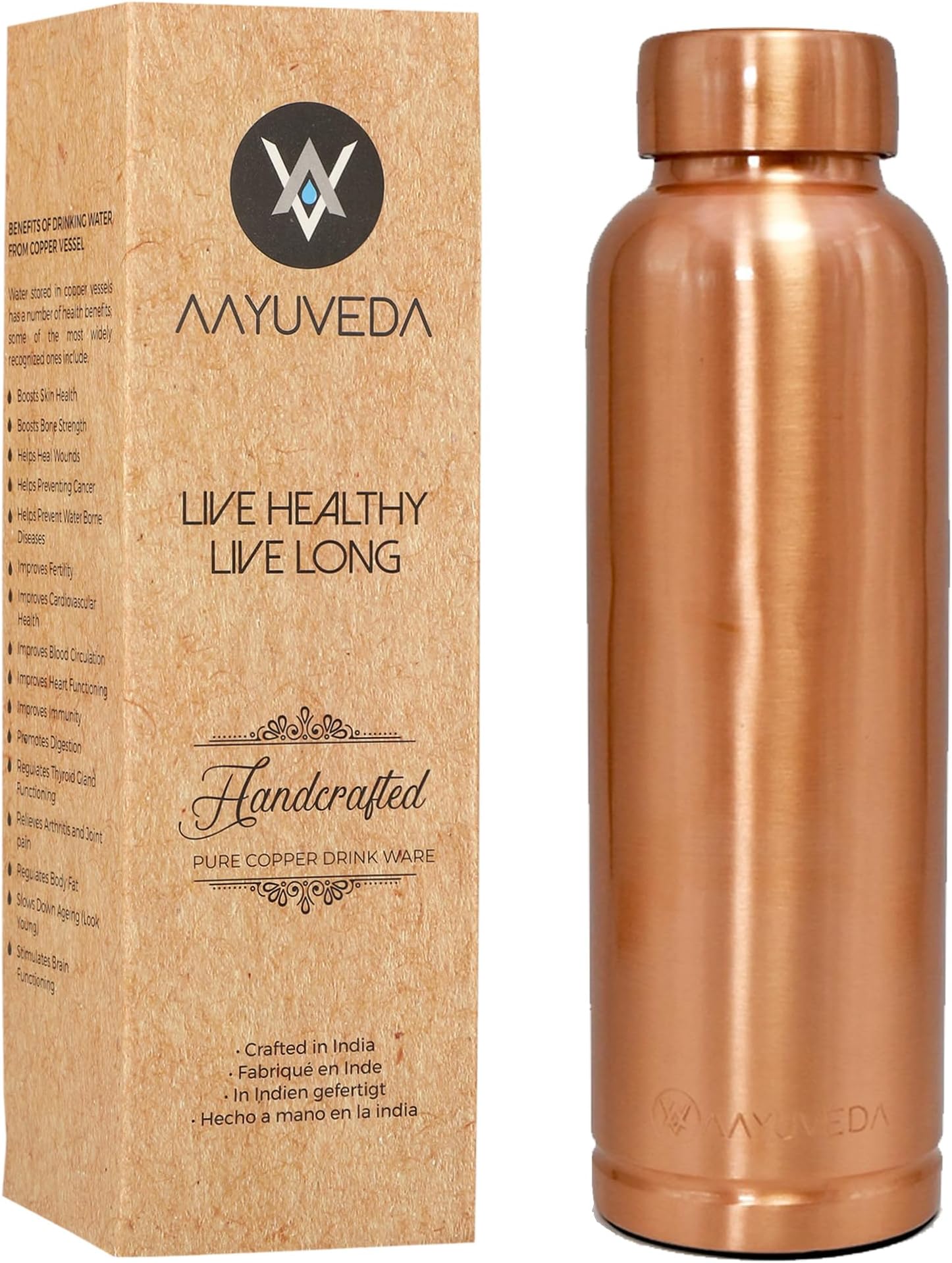 Premium and Pure Copper Water Bottle, 1 Litre