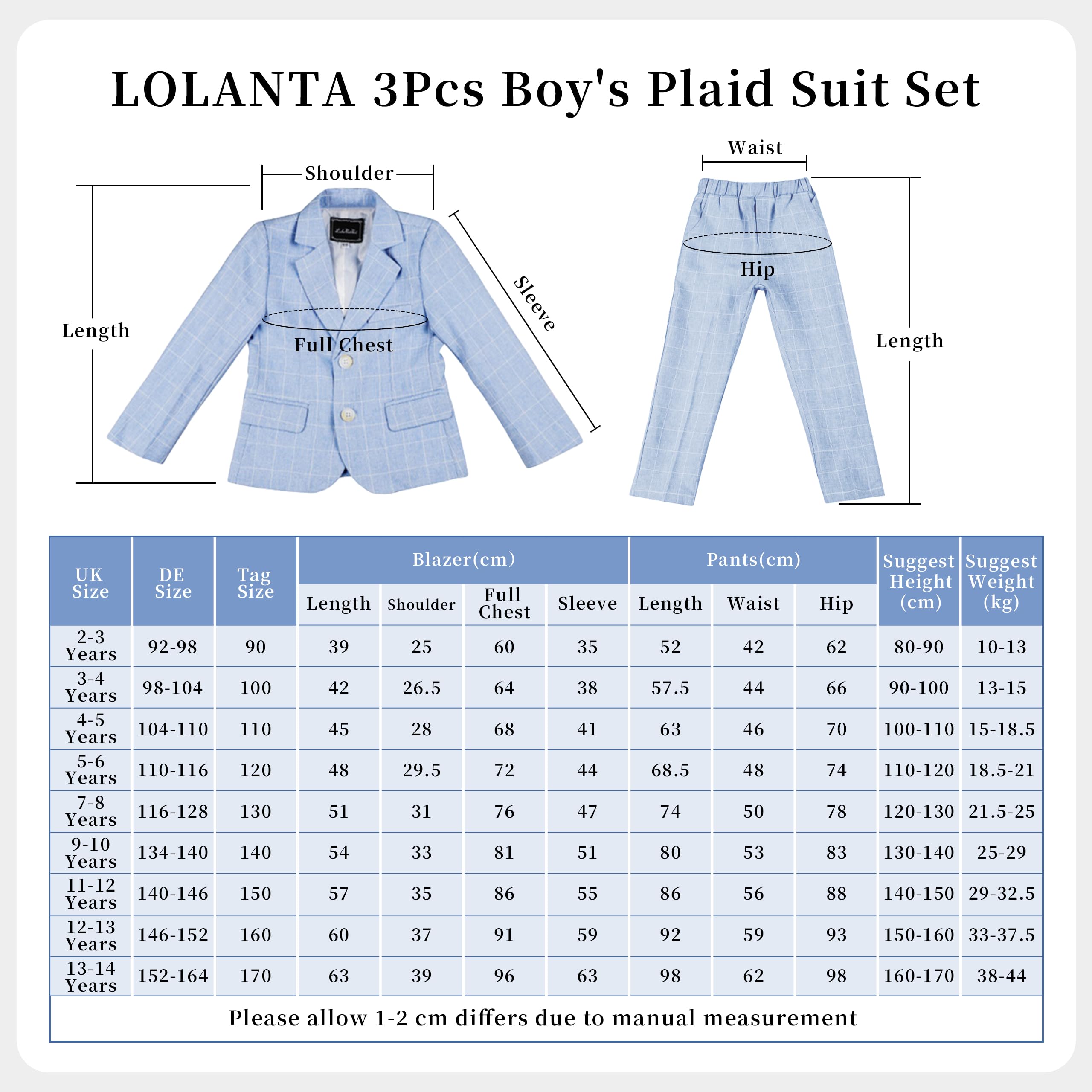 LOLANTA 3 Pezzi Paggetto Bambino Matrimonio,Completo Elegante Ragazzo Cerimonia