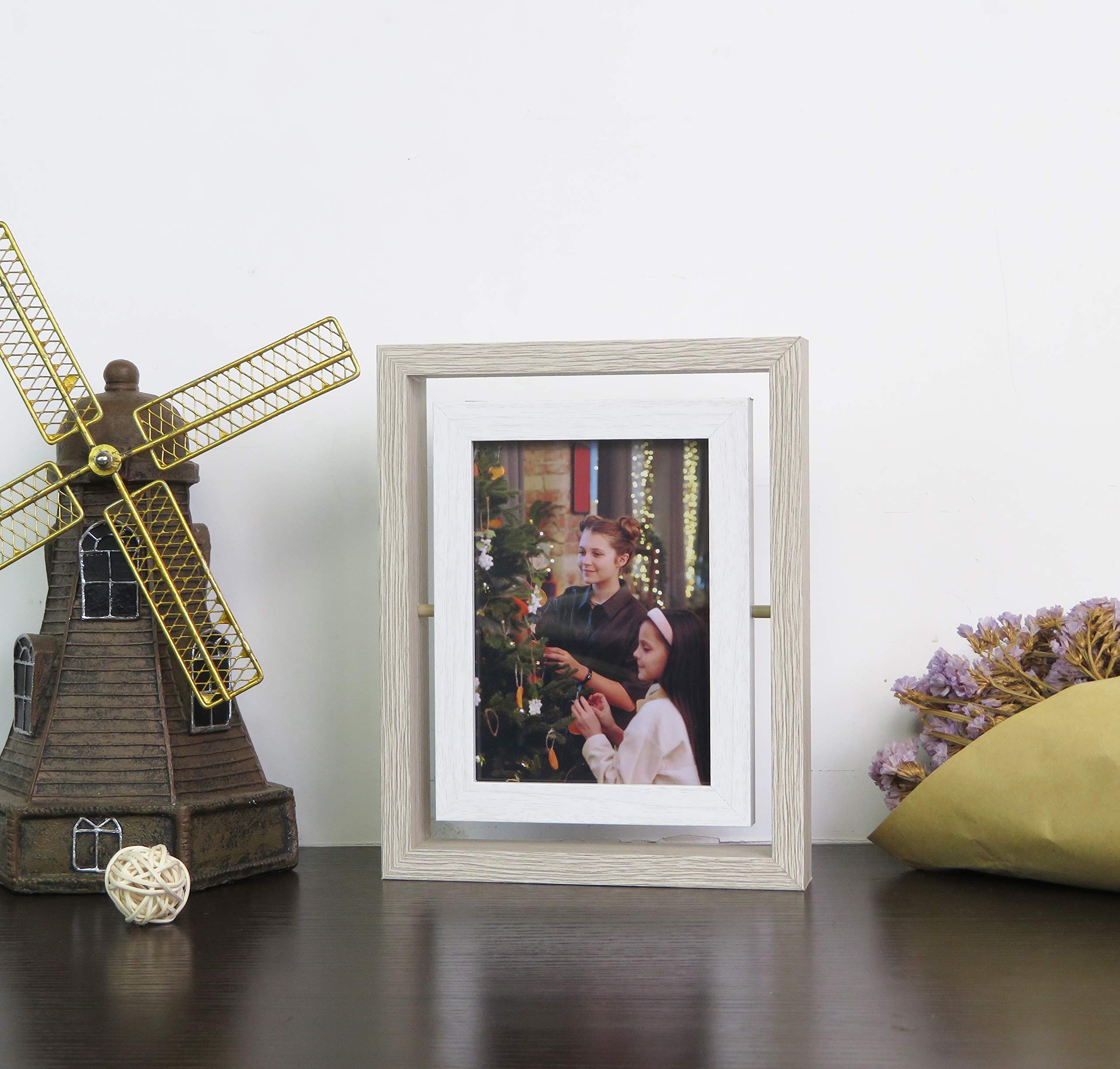 Smiling Art Cadre Photo En Bois Pour 2 Photos, Cadre Photo Pliable, Cadre Double (format Portrait Blanc, 2x15x20