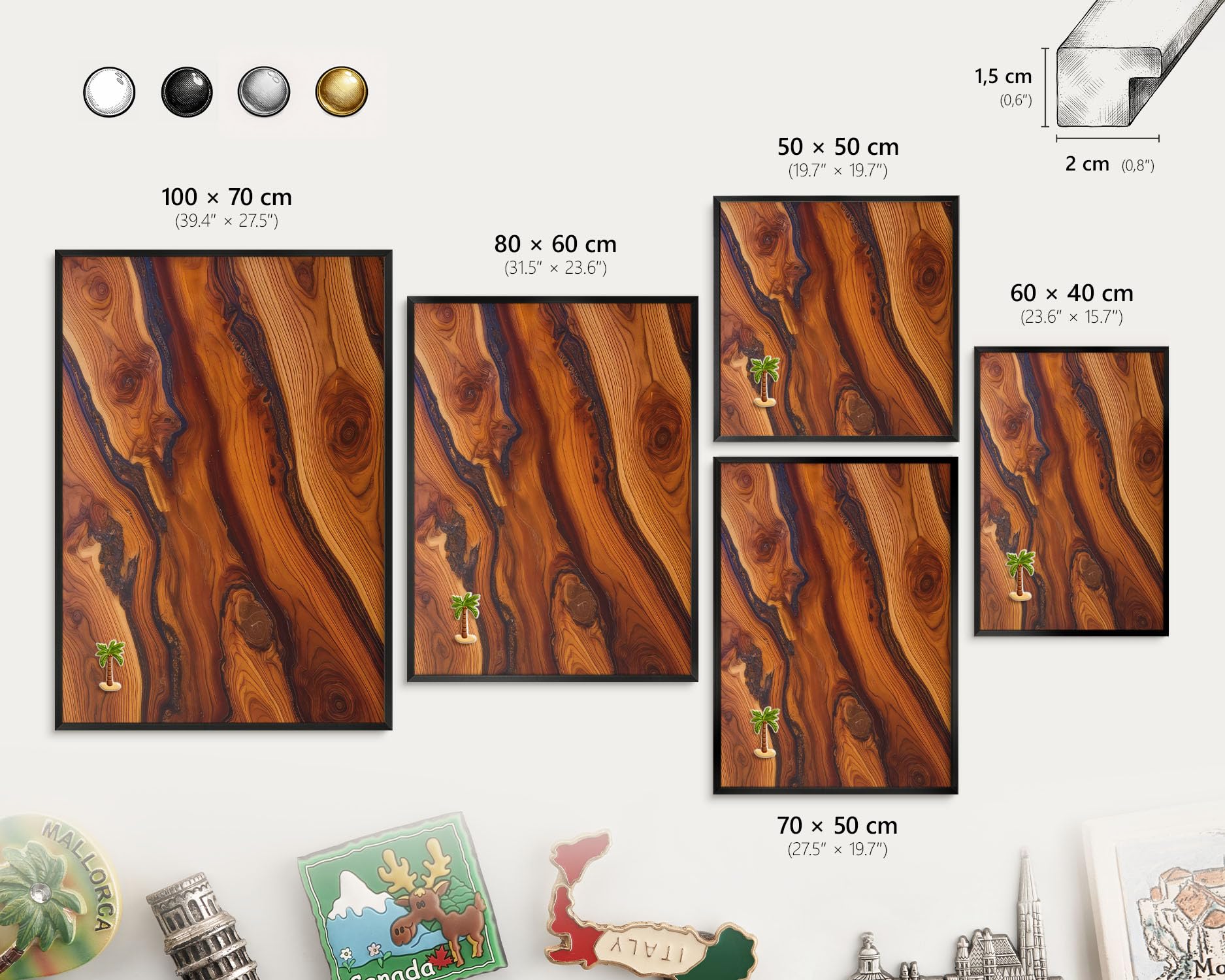Pizarra Magnética de Pared 60x40 Anelli di legno Marco Negro | Pizarra | Organizador | de Pared | Tablón | Anuncios | Decorativo | Recordatorio | Notas | Planificador | Semanal | Menú