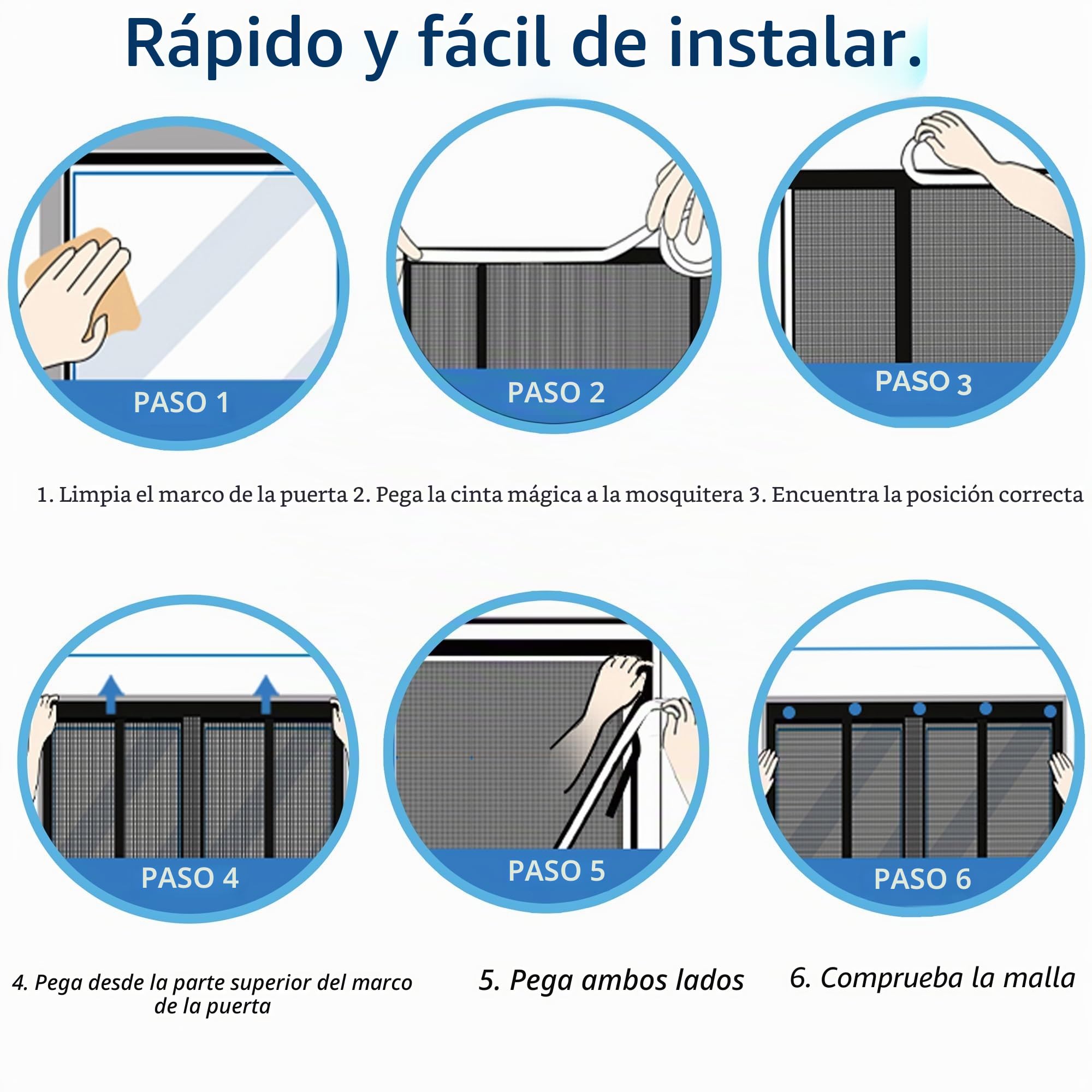 Mosquitera Magnética de Doble Apertura 200x200 cm para Puerta Corredera, Anti Insecto con Doble Puerta para Balcones - Blanco