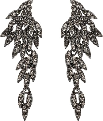 BriLove Art Deco Angel Wings Rhinestone Retro Statement Earrings for Women Dangling Chandelier Long Drop