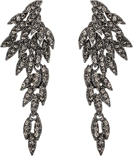 Wedding Bridal Chandelier Earrings, Art Deco Angel Wings Rhinestone Retro Statement Earrings for Women Long Drop Dangling