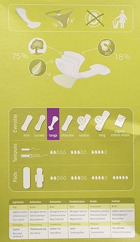 Miniatura 2 de Natracare Forro orgánico natural estilo tanga, fabricado con algodón orgánico certificado, pulpa de celulosa ecológica y almidón vegetal (1 paquete,