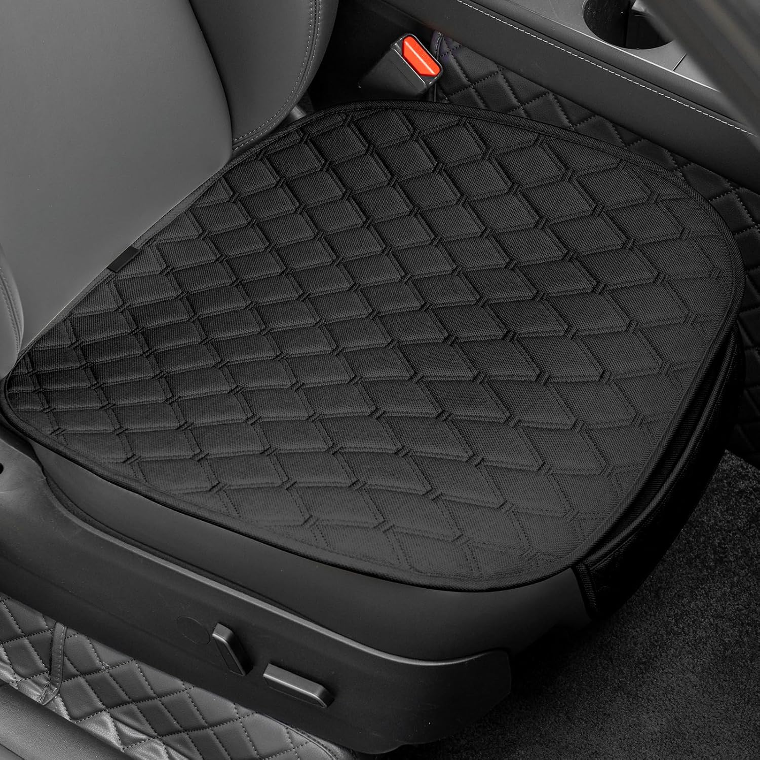 2 Pack Linen Car Seat Covers Front Seats, Car Front Seat Cover for Cars SUV Truck, Anti-Slip Breathable Bottom Seat Covers Cushion Pad with Storage Pockets for Most Vehicles (Beige 2pcs)