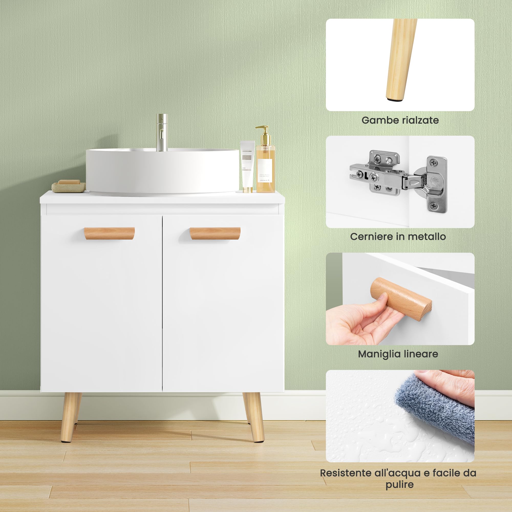 Mobile Bagno Gardenia L100 Cm In Appoggio A Terra Con 3 Cassetti E Lavabo Unitop In Resina