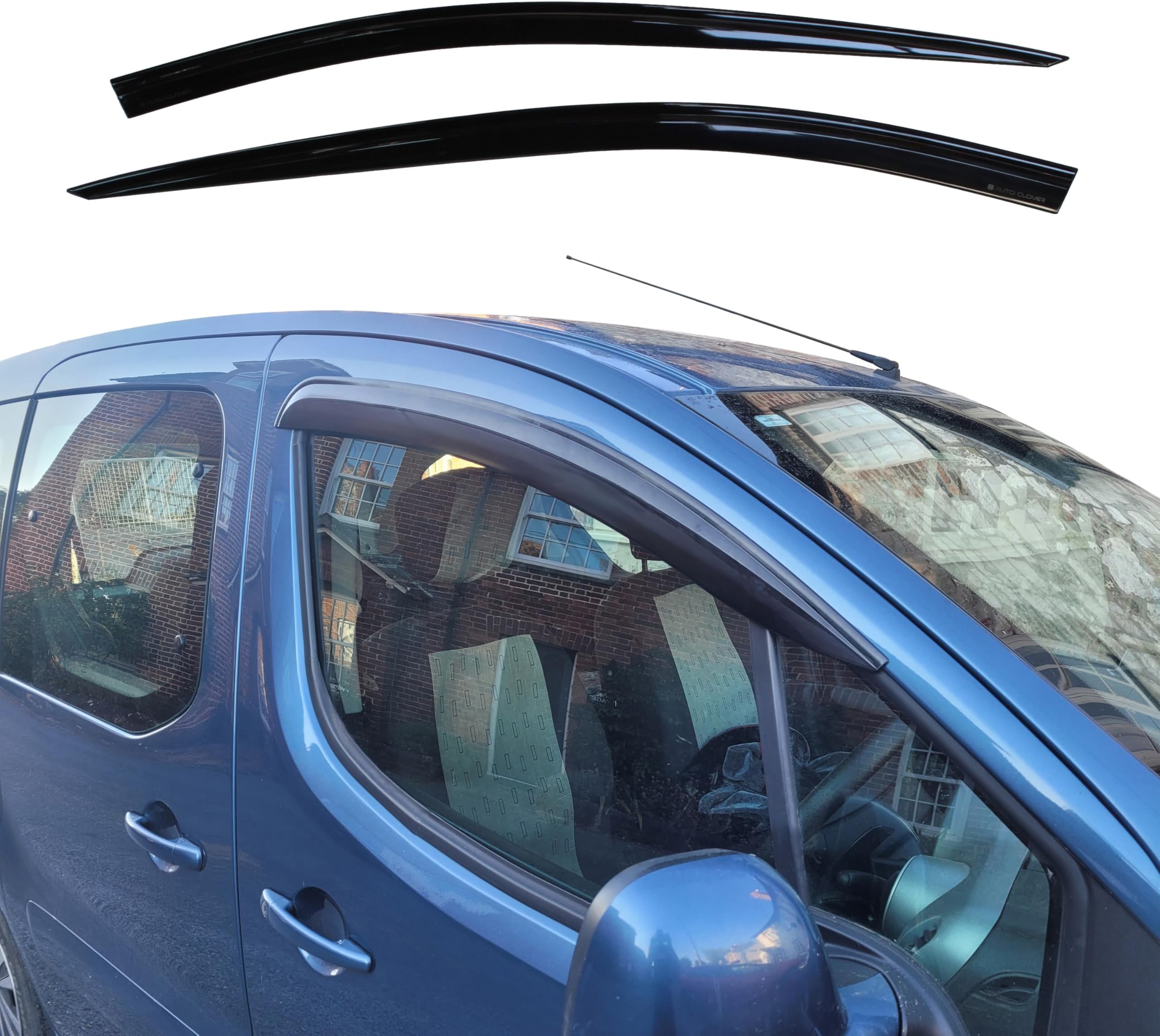 AUTO CLOVER Wind Deflectors Set for Citroen Berlingo Peugeot Partner 2008-2018 MK2 (2 pieces)