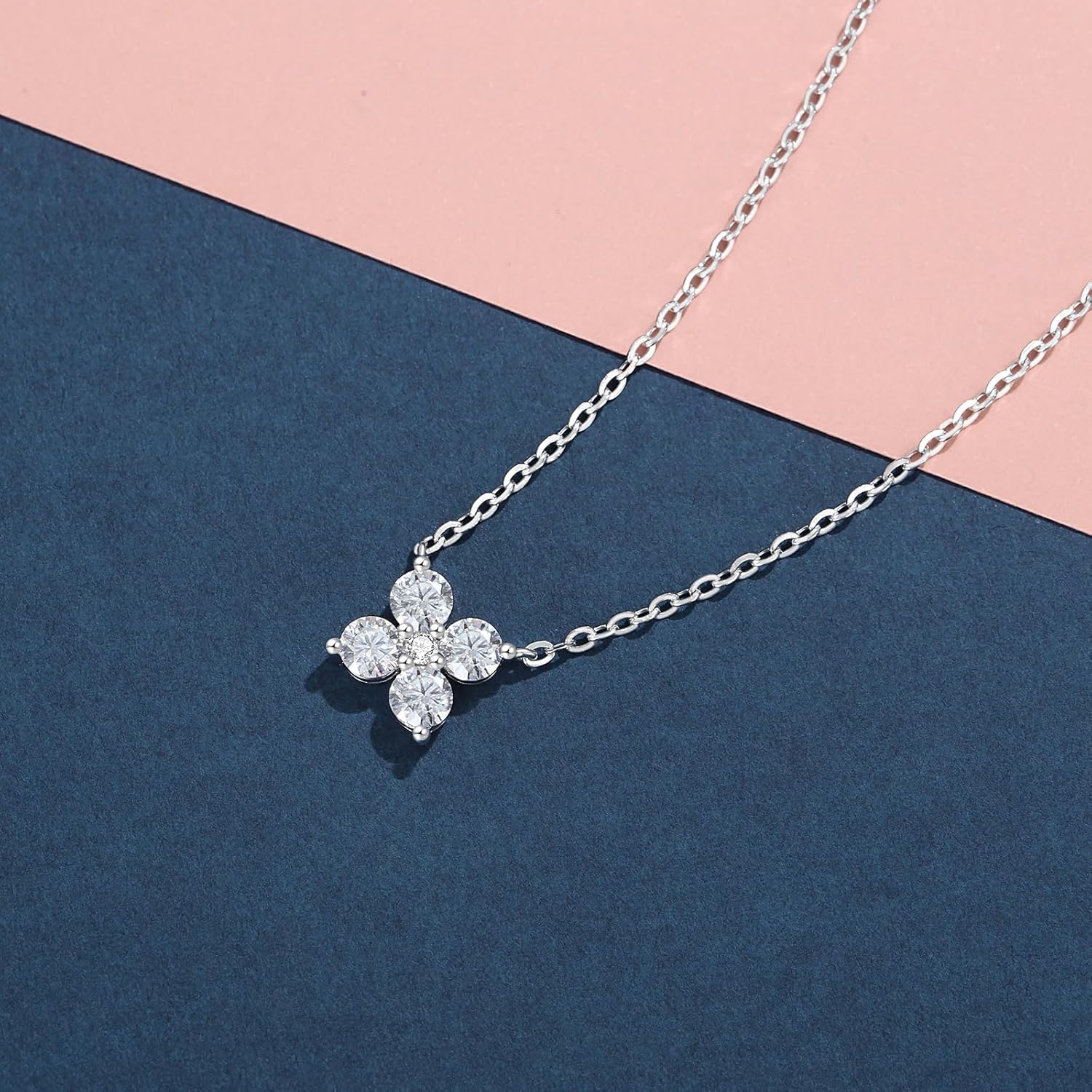 Moissanite Necklace for Women, 1.22CTTW D Color VVS1 Moissanite Pendant, Sterling Silver Plated 18K White Gold, Birthday & for Women, Wife - Image 3