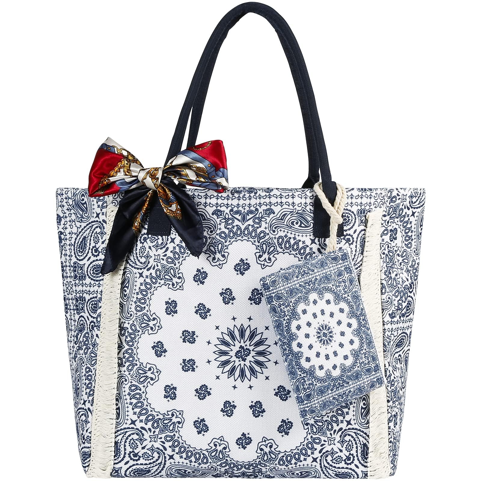 XiYeeBolso de Playa Grande para Mujer, Bolso de Mano Compras Bolsa con Cremallera, Totalizador de Lona de Verano, Bolsas de Hombro para Playa, Viajes, Gimnasio, Uso Diario