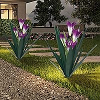 Vista 8 de Homight Estatua de planta de agave de metal para exterior, lirio mexicano, arte de jardín, regalo para el hogar, decoración de jardín, estatua