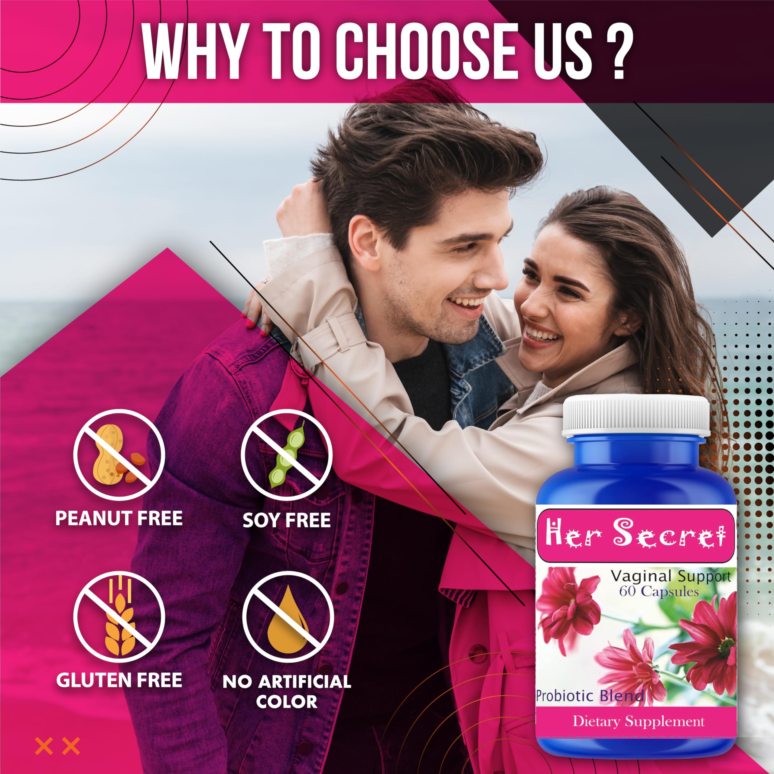 Probiotics for Women Supplement – Feminine & Vaginal Probiotics with Cranberry – Daily Women’s Probiotic Capsules for Vaginal Flora, Urinary & Digestive Support – 60 Capsules