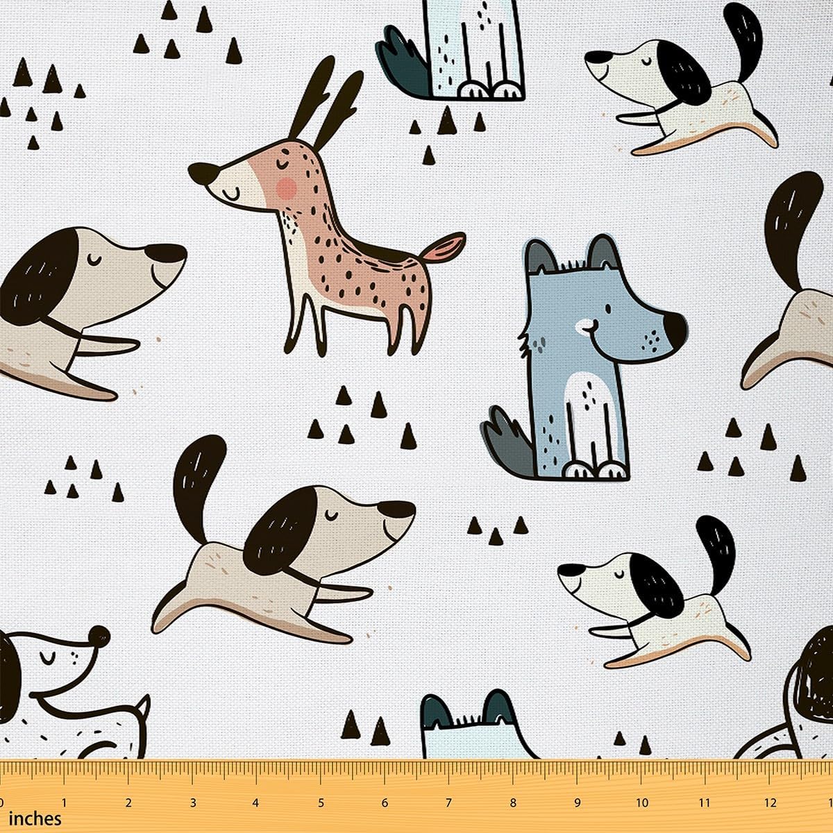 Erosebridal Cartoon Dog Fabric by The Yard,Watercolour Dog Upholstery Fabric for Kids Boys Girls,Kawaii Pet Animal Decorative Fabric,Doodle Theme Indoor Outdoor Fabric for Quilting Sewing,3 Yards