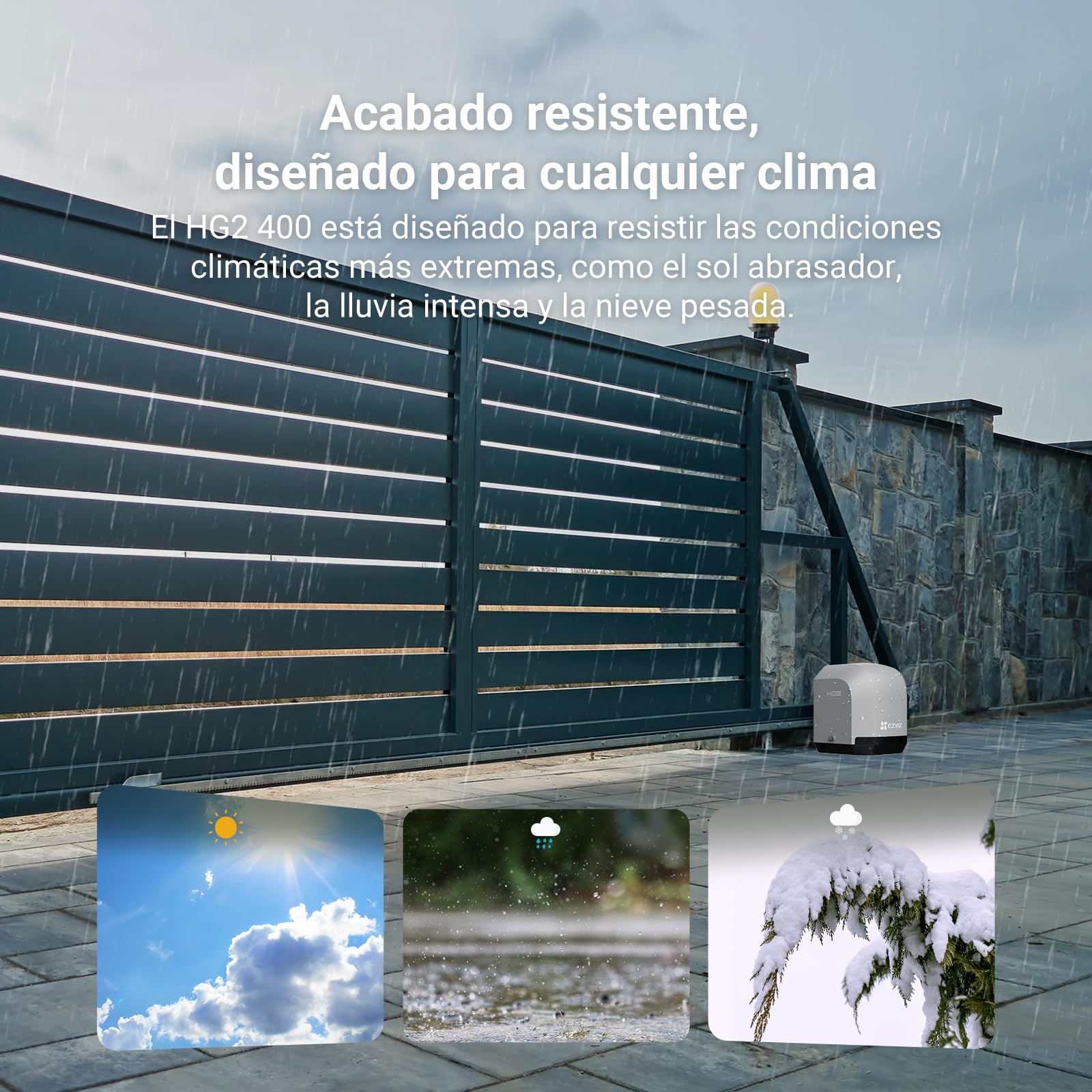 EZVIZ Motor Puertas Correderas Exterior 400 kg, con 4 Metros Cremallera de Nailon y Acero, Dos Mandos a distancia, una Luz de Alarma, Wi-Fi/Bluetooth, Instalación de dos cables, Impermeable, HG2 400