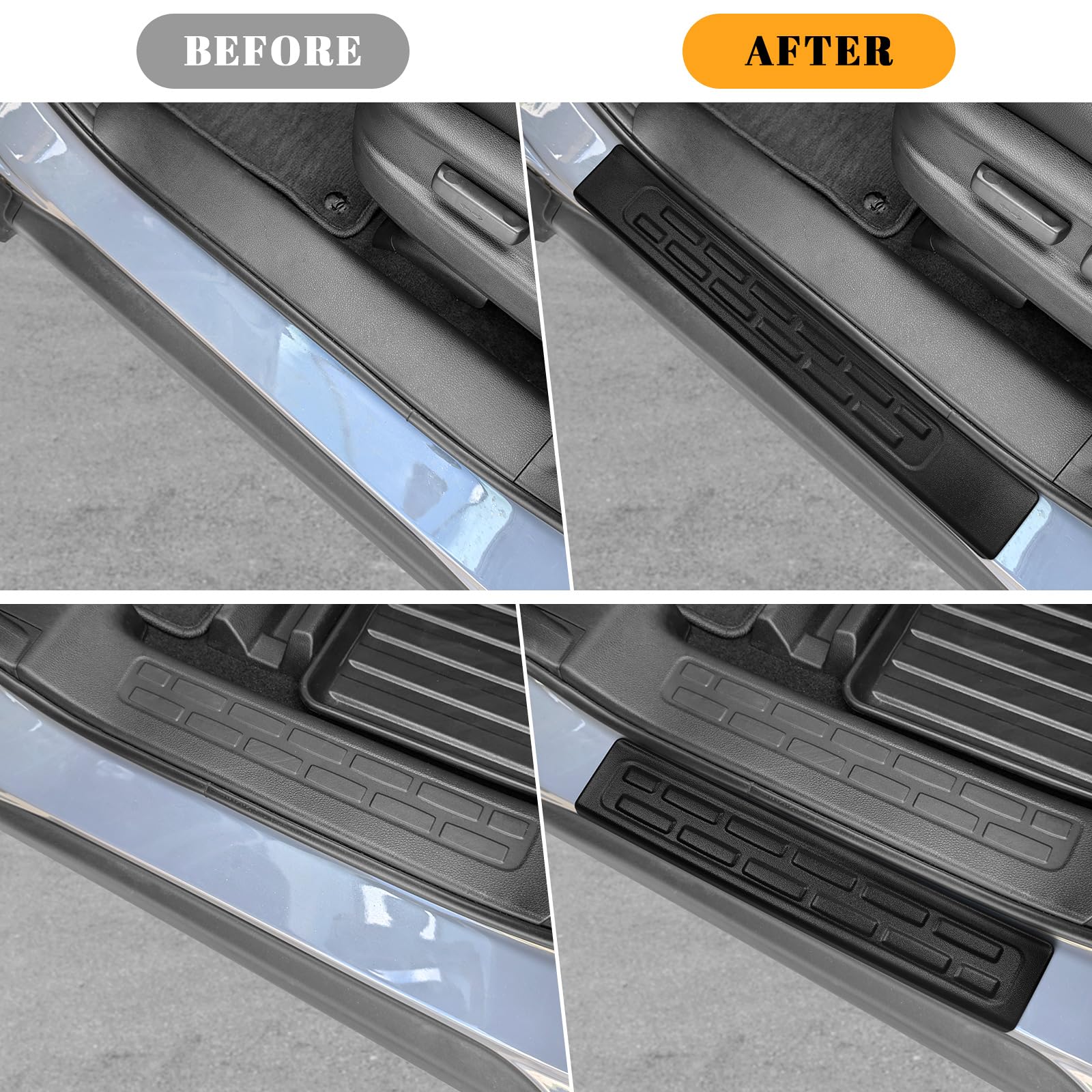 PeakPurit 4PCS Car Door Edge Guards Door Sill Protector for Honda Ridgeline 2017-2025 Accessories ABS Plastic Material Matte Black Car Door Threshold Protection