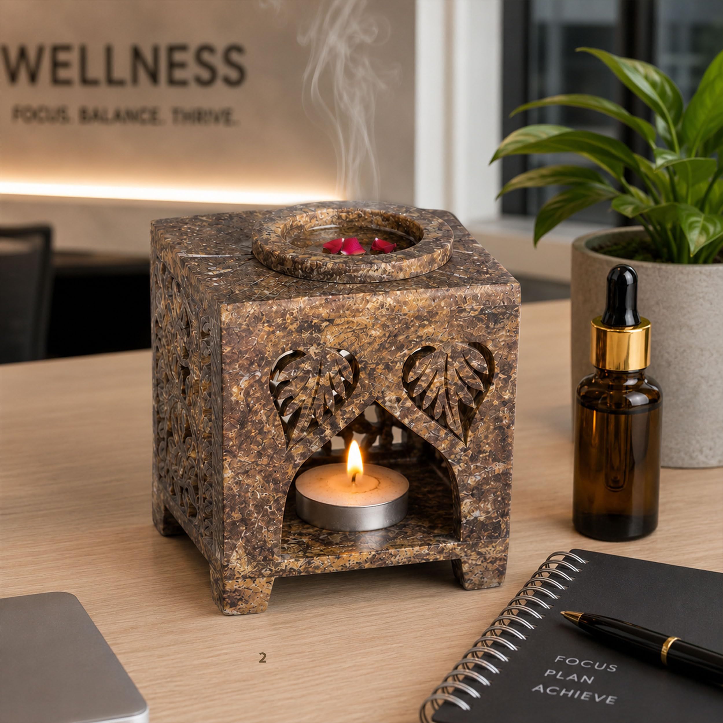 Marble Tealight Diffuser for Home Spa Office | 20 ml Oil & 4 Candles — photo — 8 of 8