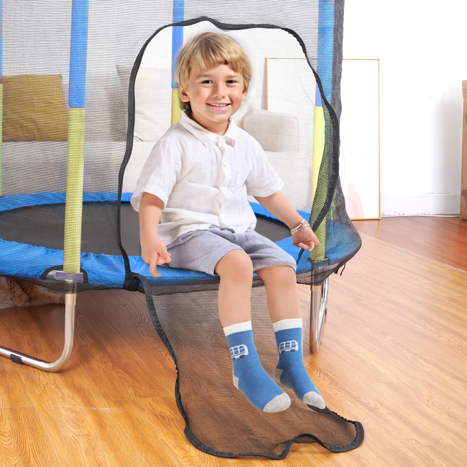 Cama Elástica Infantil, Trampolim Criança Exterior con Red de Seguridad, Camas Elastica Interior, Capacidad 100 kg, Estructura de Acero, Trampolines para Niños 2 3 Años