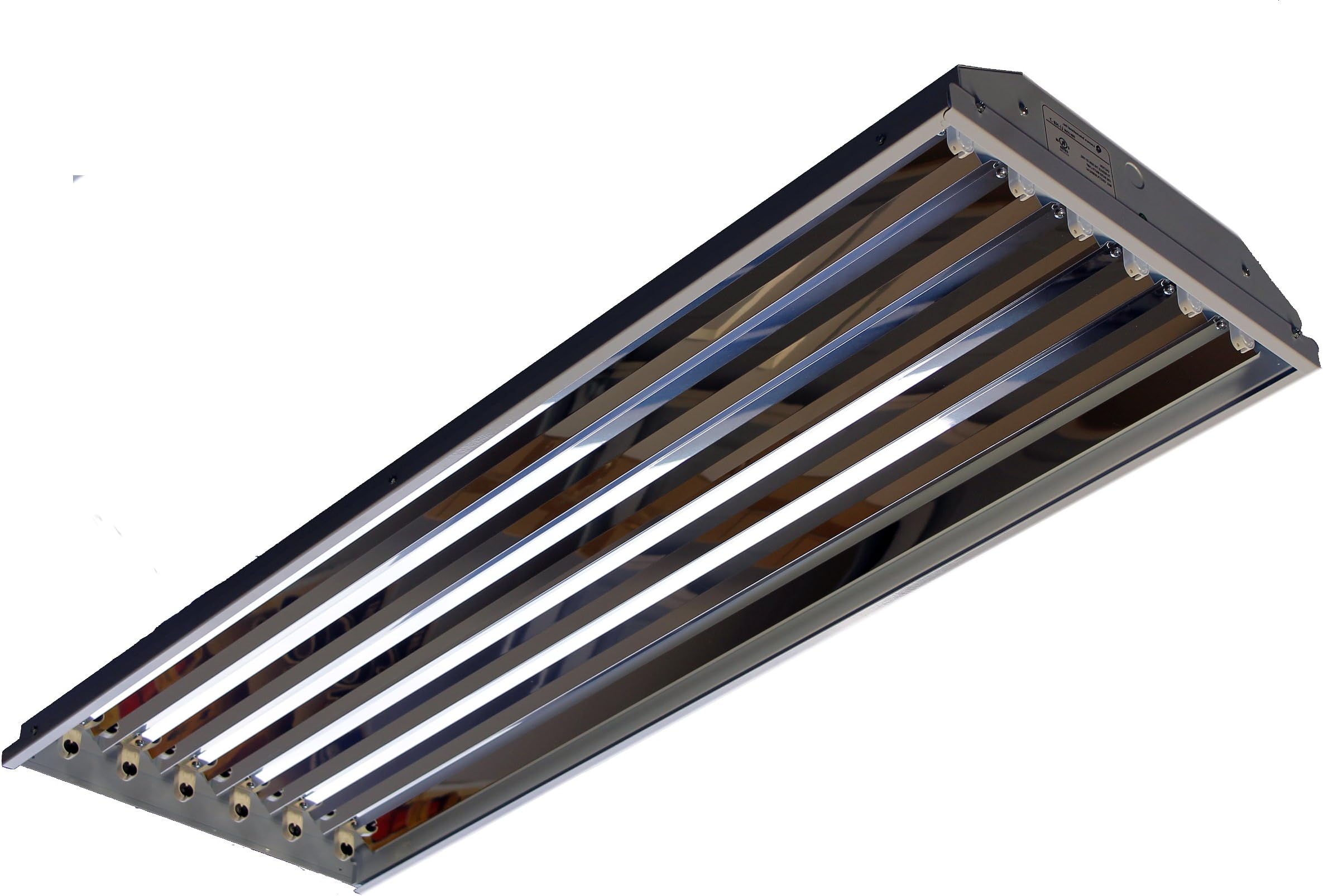 PrimeLights 6 Lamp T8 High Bay Fluorescent Fixture W/Mirror Reflector & Full Steel Body