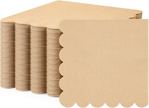 Miniatura 8 de Fuutreo 200 servilletas de cóctel festoneadas, servilletas de papel grueso de salvia, servilletas desechables para fiestas, servilletas de bebidas