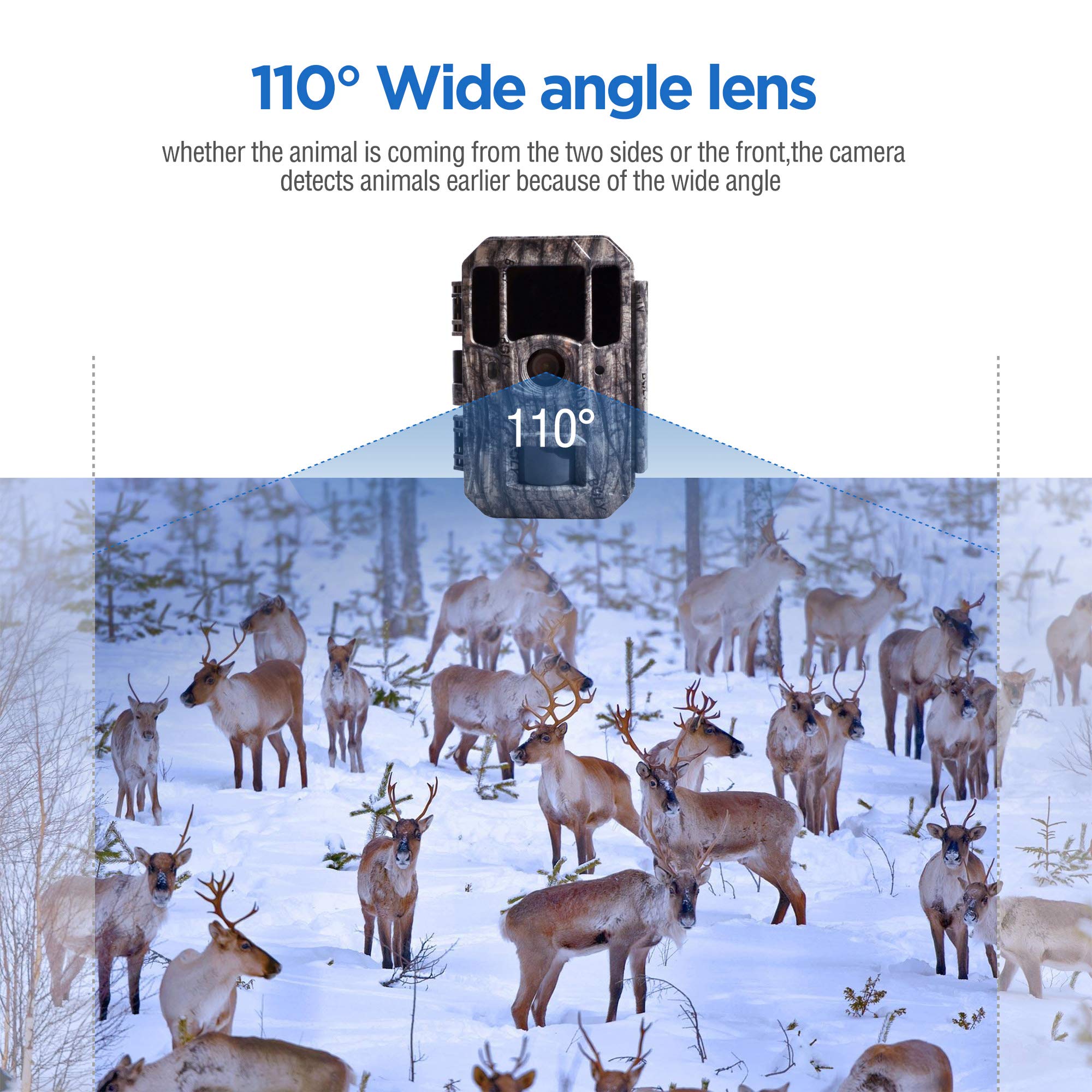 BolyGuard 36MP 4K HD Jagdkamera 110° Weitwinkel Jagdkamera Fotofalle IP66 Kamera Nachtsicht Tiere 30m(BG662-W4K)