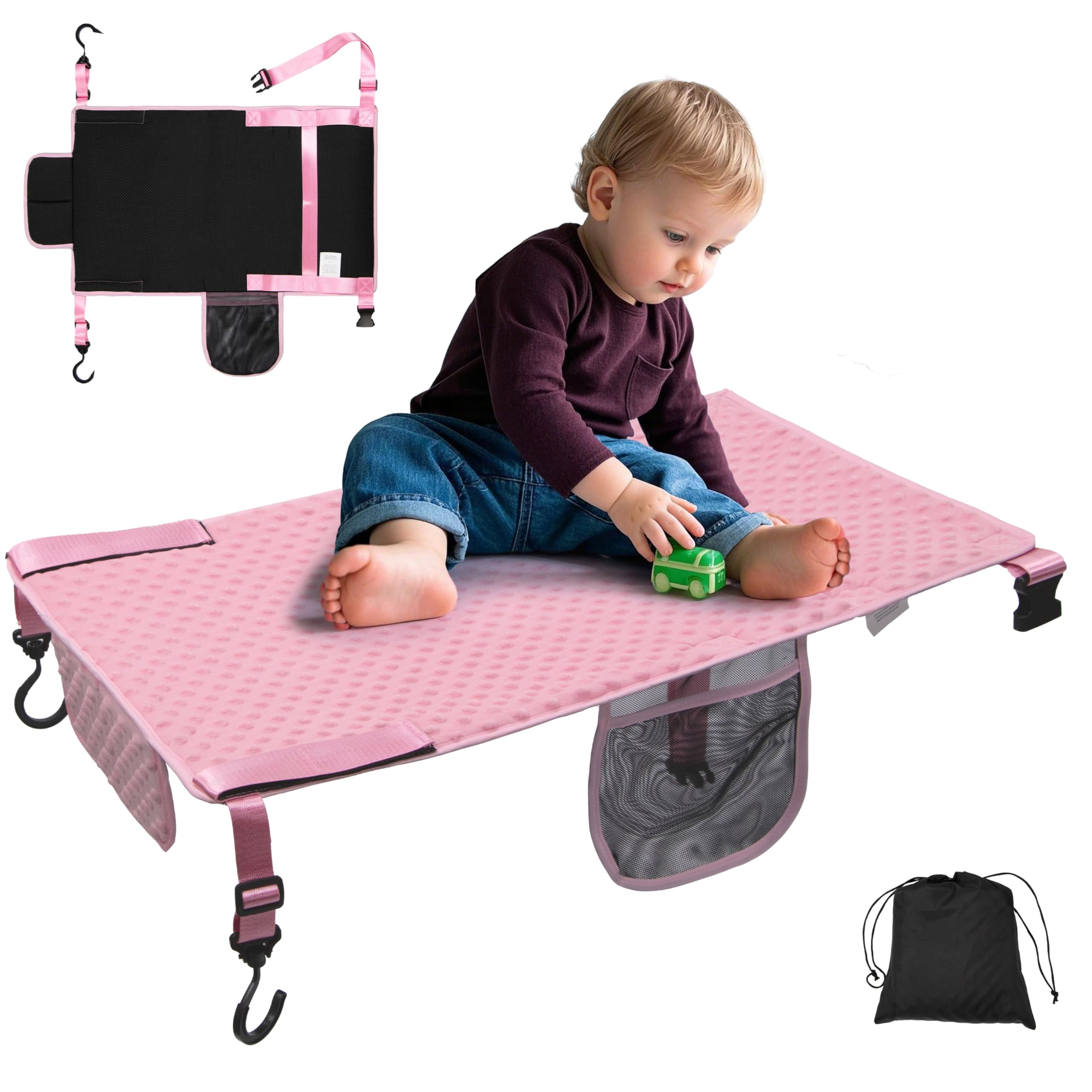 TinlyFinly Toddler Airplane Bed, Soft Airplane Seat Extender for Kids, Baby Flight Portable Hammock Bed with Fasten Hook and Insert, Airplane Travel