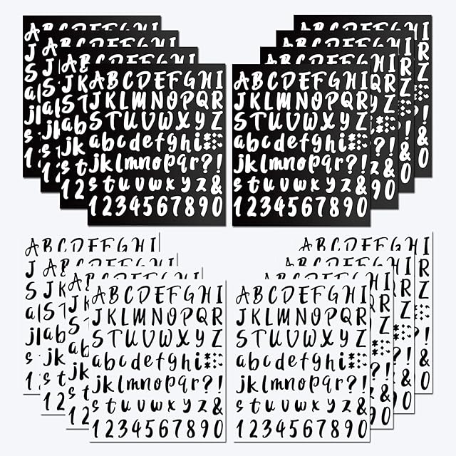 16 Sheets Vinyl Letter Number StickersBetterJonny 1in Self Adhesive Letter Numbers Stickers Waterproof Mailbox Numbers Sticker for Mailbox Address Number Car Truck (Black and White)
