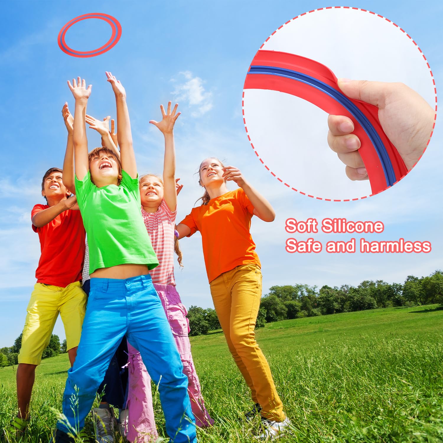 Alederways Aerobie Flying Rings, Frisbee Boomerang Toy for Kids and Adults, Outdoor Sports Family Professional Flying Disc (Blue +Red) - Image 2