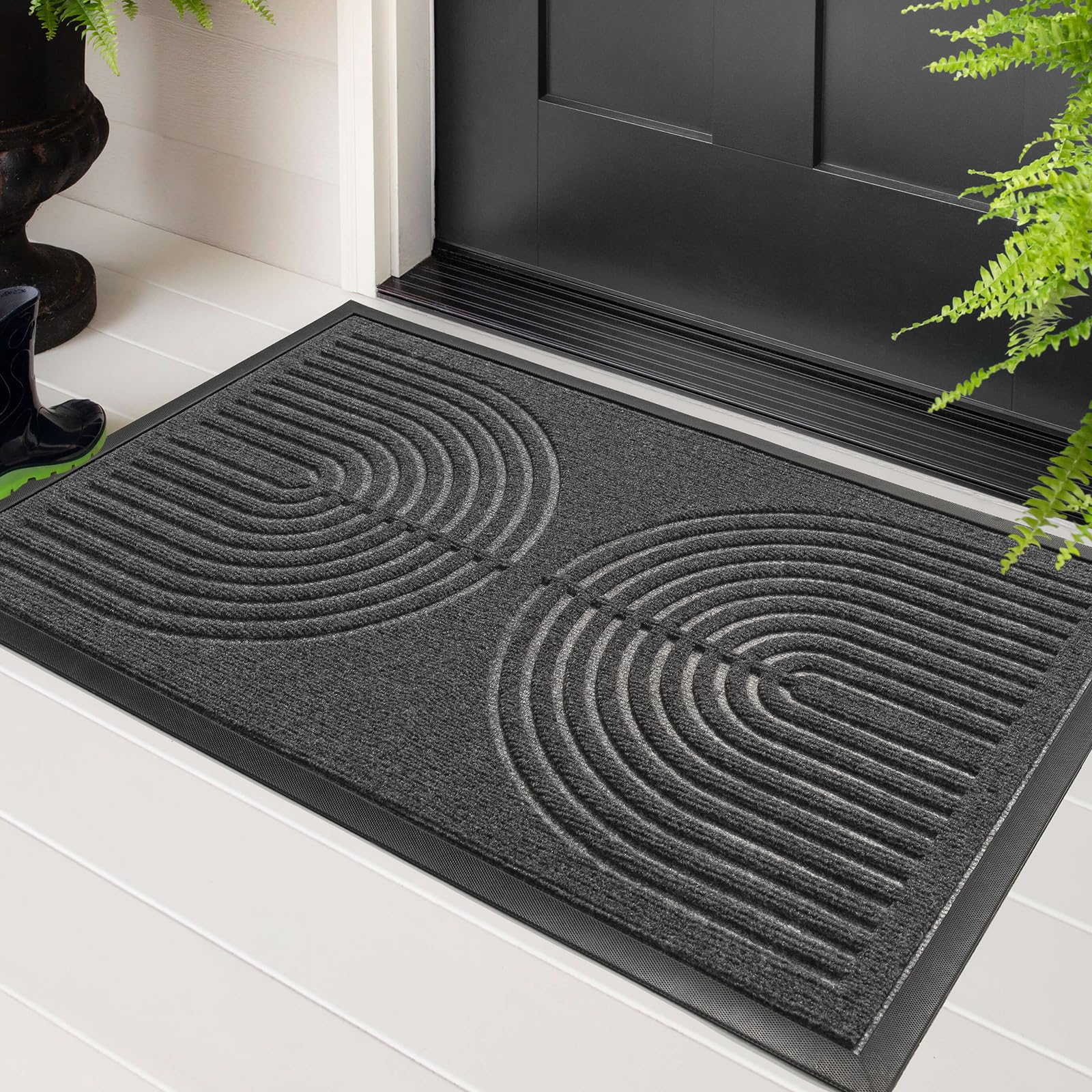 RORA Heavy Duty Outdoor Front Door Mat, Non Slip Doormat Outdoor Entrance, Natural Rubber Floor mat for Entryway, Patio, Garage, Porch, 29.5"x17",