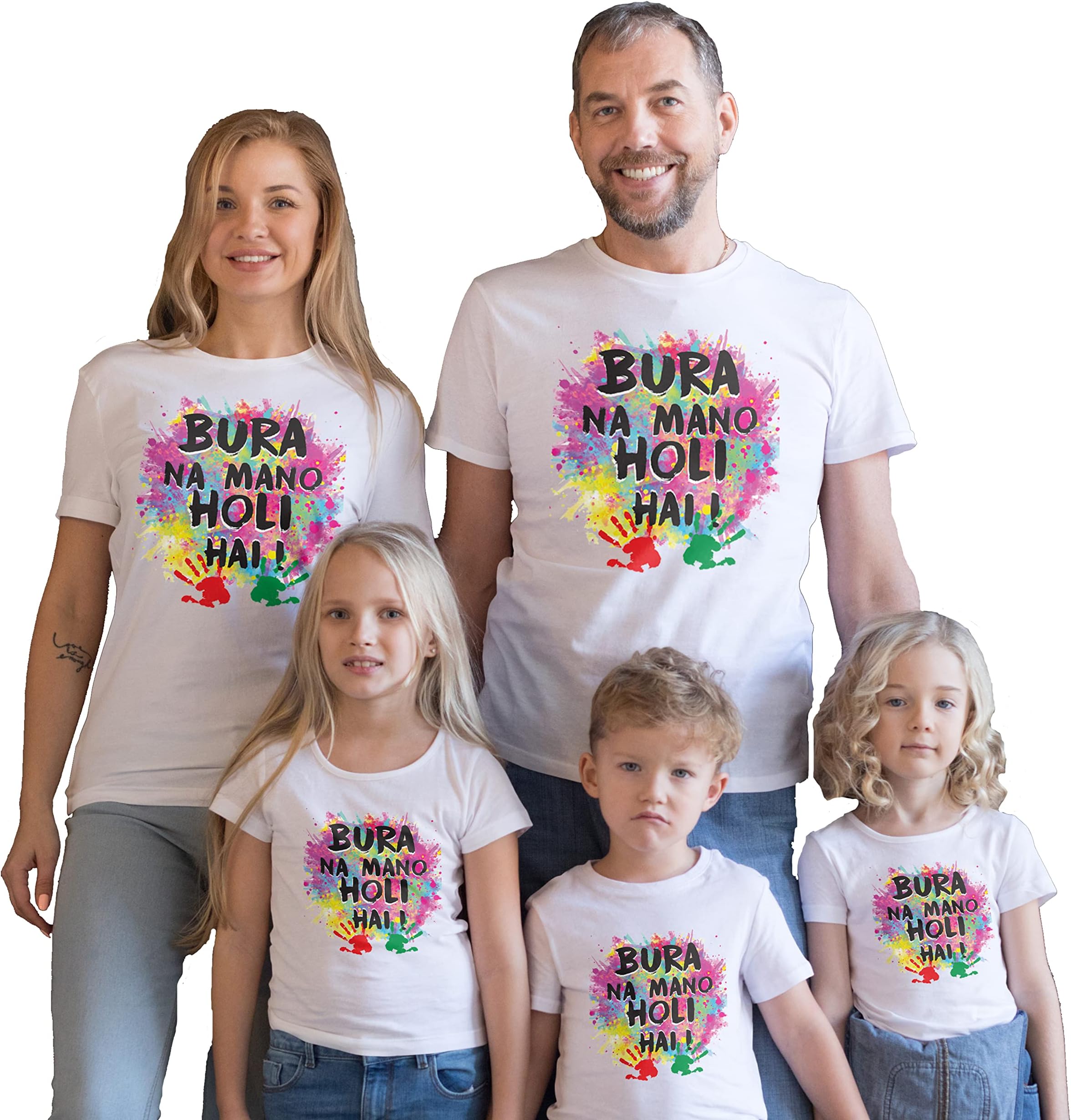 TheYaYaCafeBura na Mano Holi hai Matching Men's Women's Kid's Round Neck Holi Famliy T-Shirts_ (Sold Separately)