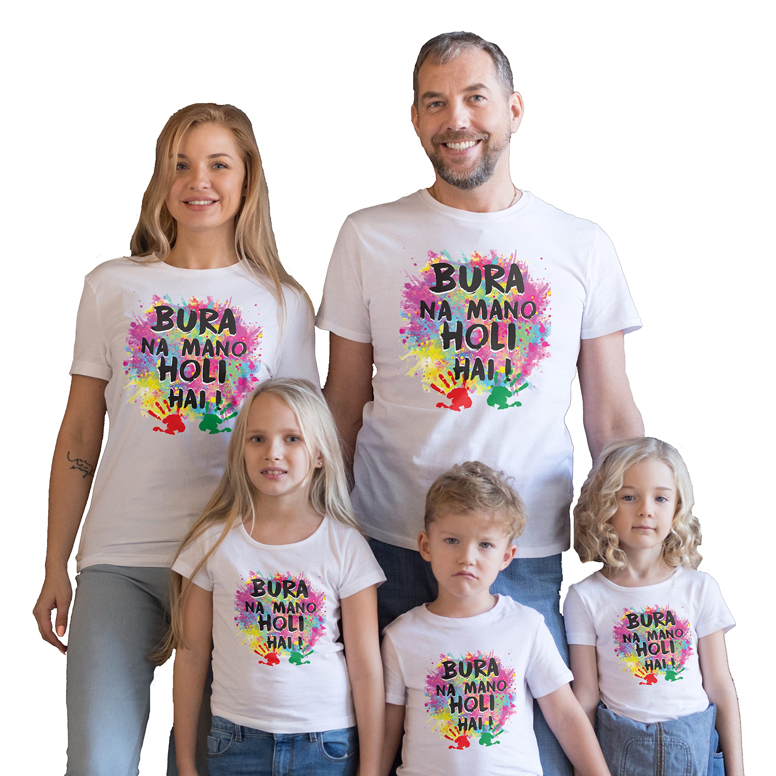TheYaYaCafeBura na Mano Holi hai Matching Men's Women's Kid's Round Neck Holi Famliy T-Shirts_ (Sold Separately)