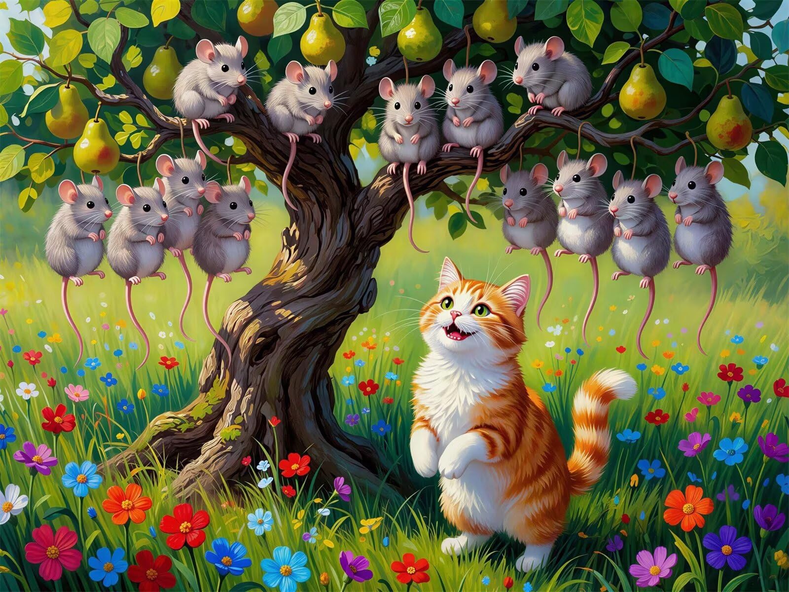 Puzzle 1314 Piezas Adultos Gato del peral, Rompecabezas Adultos Dificil 75x50cm, Estimula la Concentración y Antiestrés, Juego de Habilidad para Toda la Familia