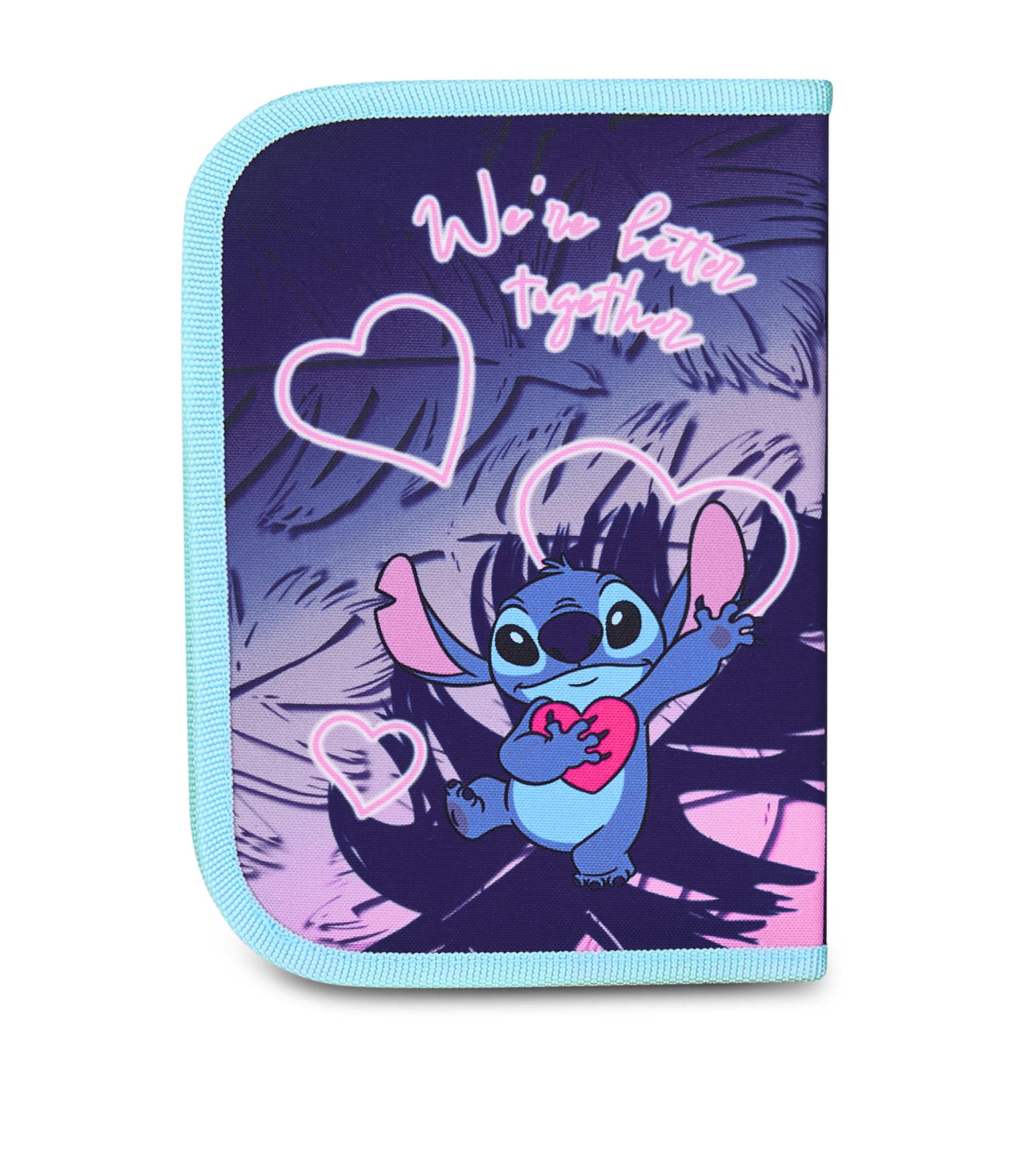 Seven Lilo & Stitch 1 Zip, jasnoniebieski i różowy, jednokomorowy piórnik wraz z kredkami, markerami, akcesoria do plecaka, dziewczynka, Jasnoniebieski i różowy, nowoczesny