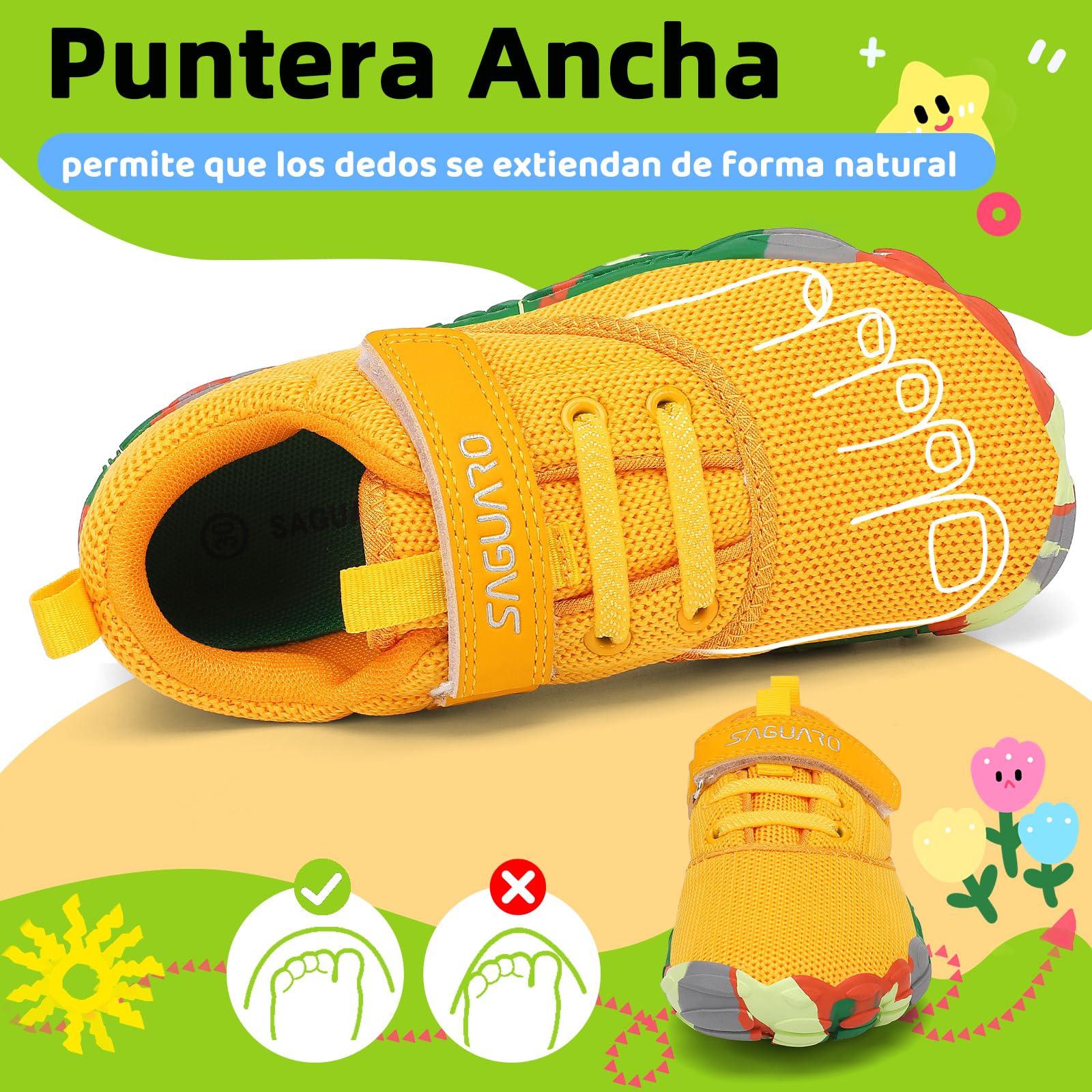 SAGUARO Zapatillas Barefoot Niños Antideslizantes y Ligeras Calzado Descalzos, Talla 24-36