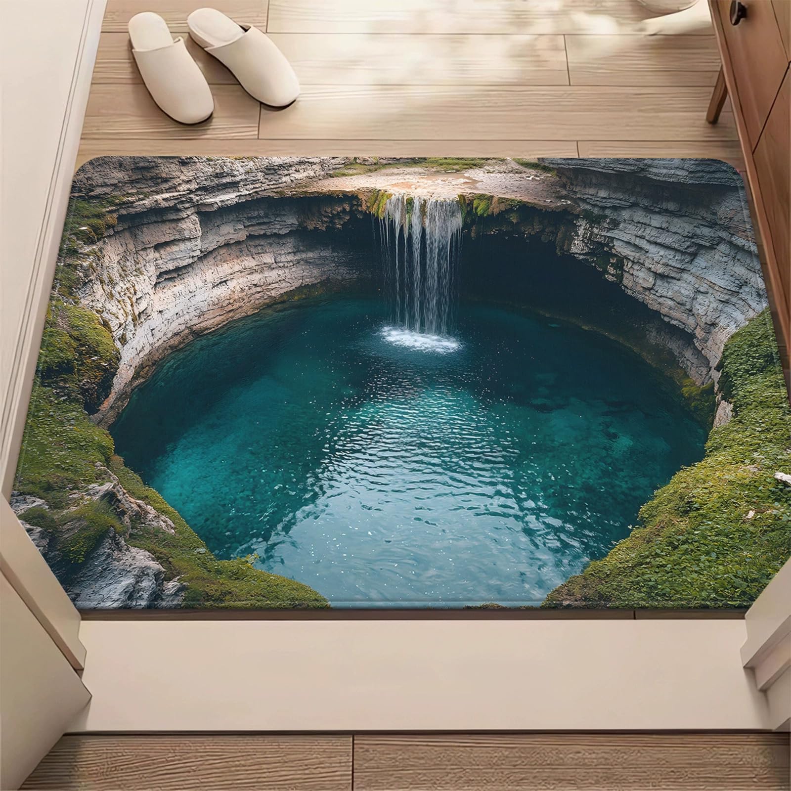 3D Hole Rug, Rugs That Look like a Hole, Trap 3D Rugs Optical Illusion Bottomless Non-slip Doormat, Optical Illusion Rug for Door Entrance, Bathroom, Stairs, Playroom, Living Room (A22,80*120cm)