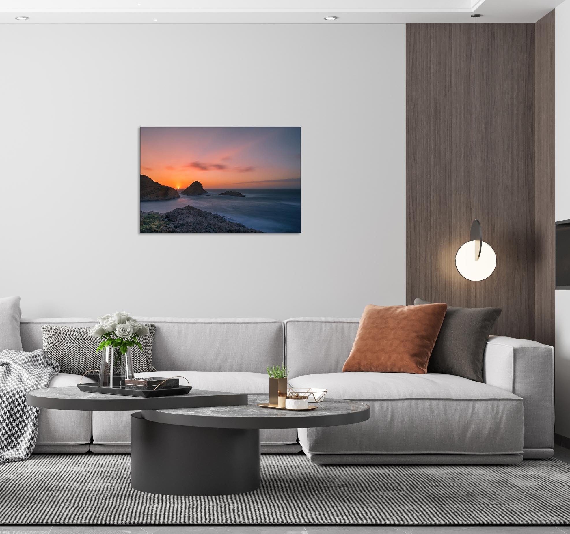 Strand sonnenuntergang bild sonnenuntergang bild auf leinwand wandbilder landschaftsbilder mit rot Leinwandbilder Sonnenaufgang am Meer Wohnzimmer Deko Kunstdrucke 80x120cm(31x47 Zoll) Innenrahmen