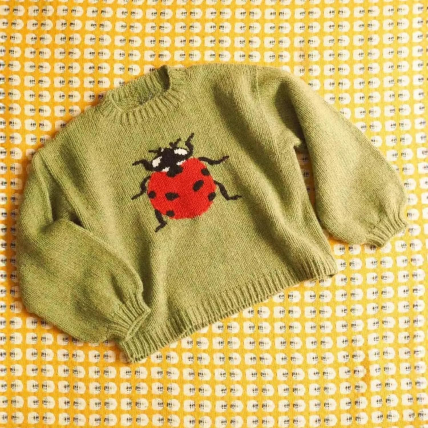 Women's Oversized Sweater Whimsy Twee Funky Ladybug Print Whimsical Y2K Knit Sweaters Pullover Whimsigoth Clothes