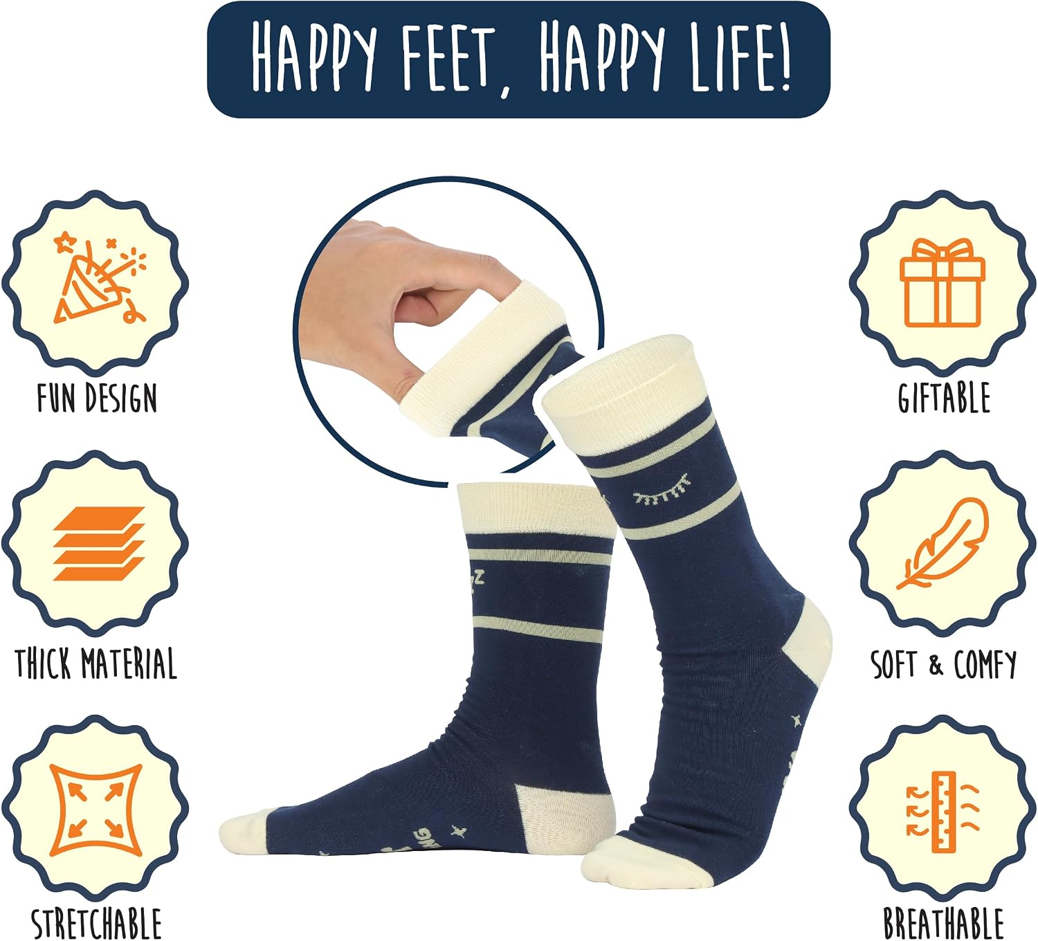 POPCRAZE Funny Statement Crew Socks for Men & Women – Novelty Humor, Cute Casual Cotton Socks, One Size