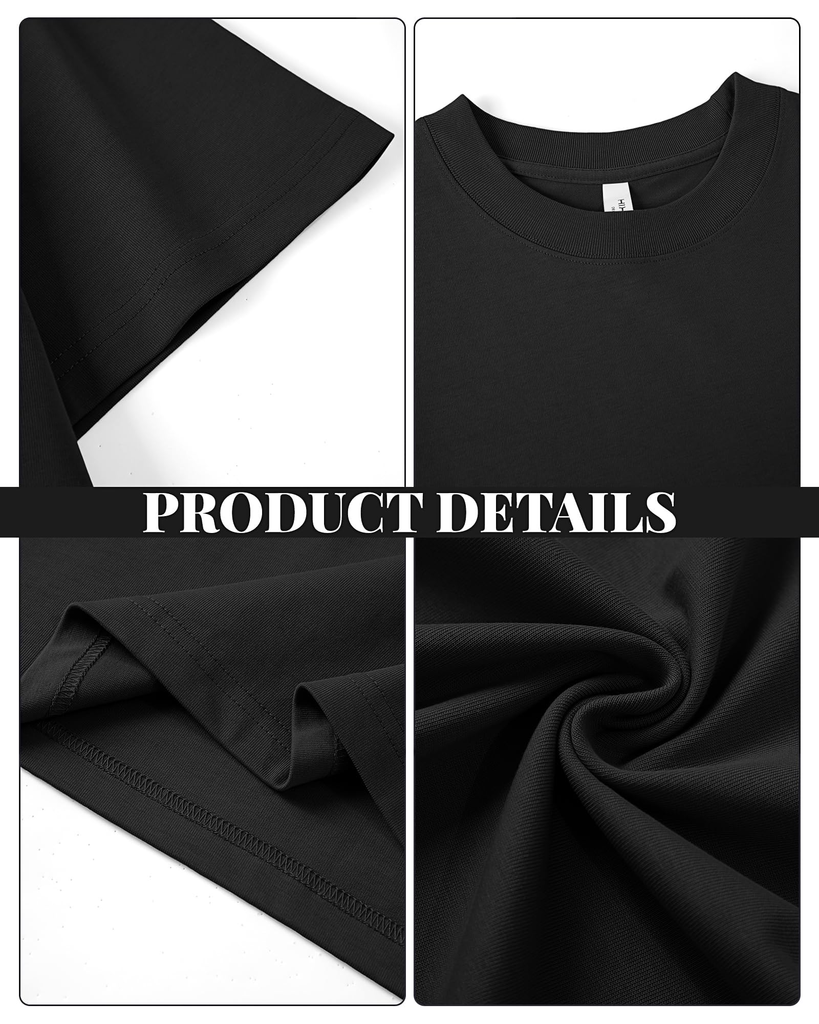 Eadali Lot de 3 t-shirts surdimensionnés pour homme et femme - Épaules tombantes - En coton épais - 280 g - Coupe ample - Manches courtes
