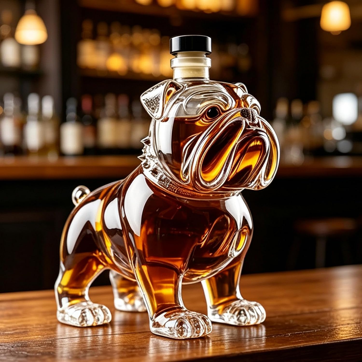 New French Bulldog Whiskey Bottle Alcohol Decanter For Bar Display, Unique Dog Shaped Whiskey Dispenser, Novelty Spirit Bottle Collectible For Kitchen Restaurant Shelf Decor
