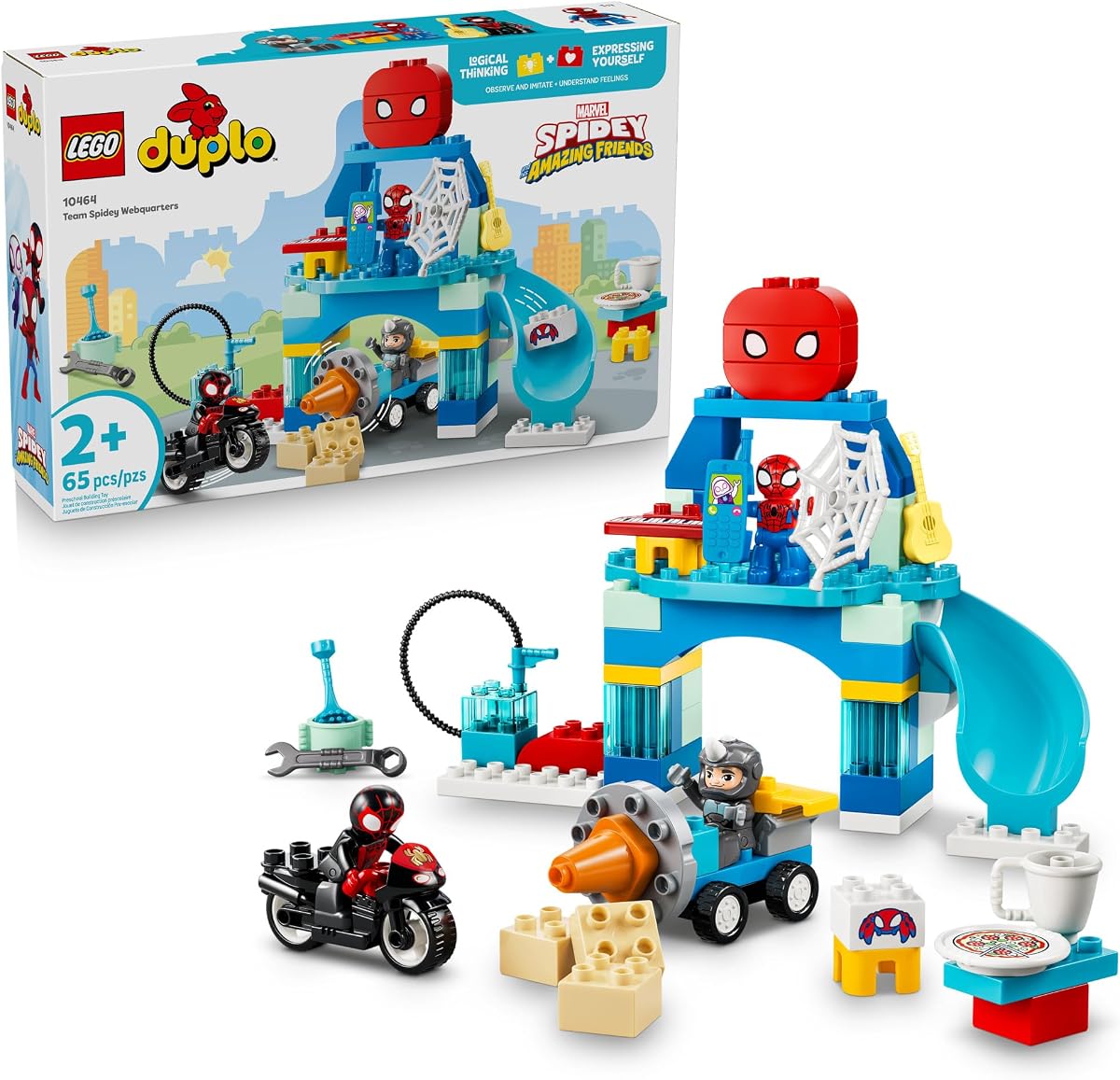 DUPLO Marvel Team Spidey Webquarters 10464 | Building Toys for Toddlers, Ages 2+, Sturdy Build for Pretend Play, Develops Fine Motor Skills, 65 pieces, Gift for Birthdays