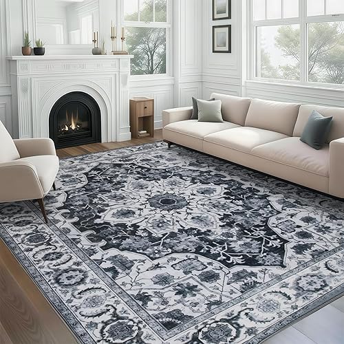 Miniatura 29 de WILLSUN Alfombras de área lavables, de 5 x 7, antideslizantes, bohemias, de gran área, para sala de estar, dormitorio, lavable a máquina, alfombra