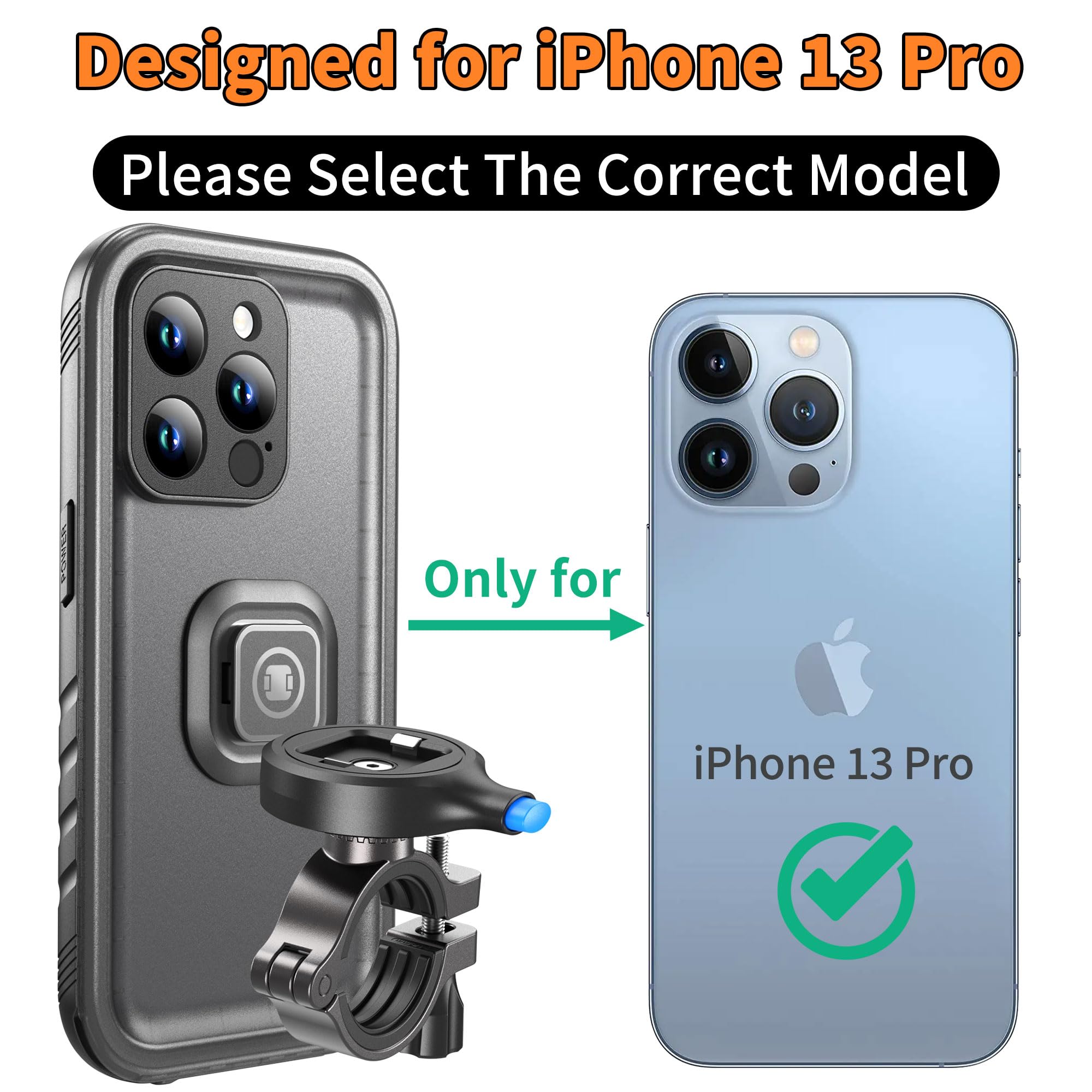 Cozycase Bike Phone Mount for iPhone 13 Pro Waterproof One Button Unlock+Auto Lock in One Second Metal/Aluminium360° Rotatable Detachable Handlebar Motorbike Road/Mountain Bike Phone Holder - Image 2