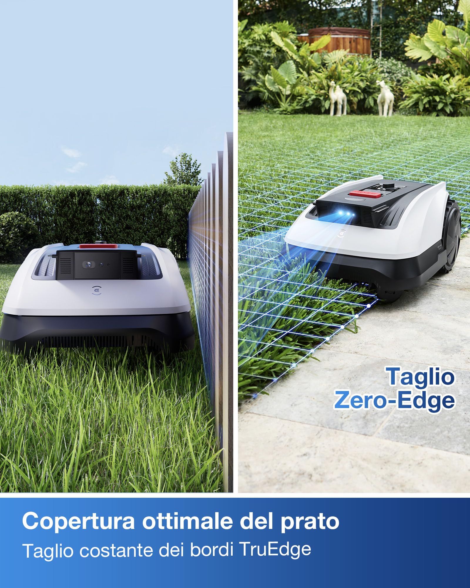 ECOVACS Goat O800 RTK Robot Cortacésped inalámbrico con 4 Juegos de Cuchillas periférico 800 m², RTK+Visión Mejorada por Lidar, Cartografía Automática, Pasajes Estrechos de hasta 0,7 m